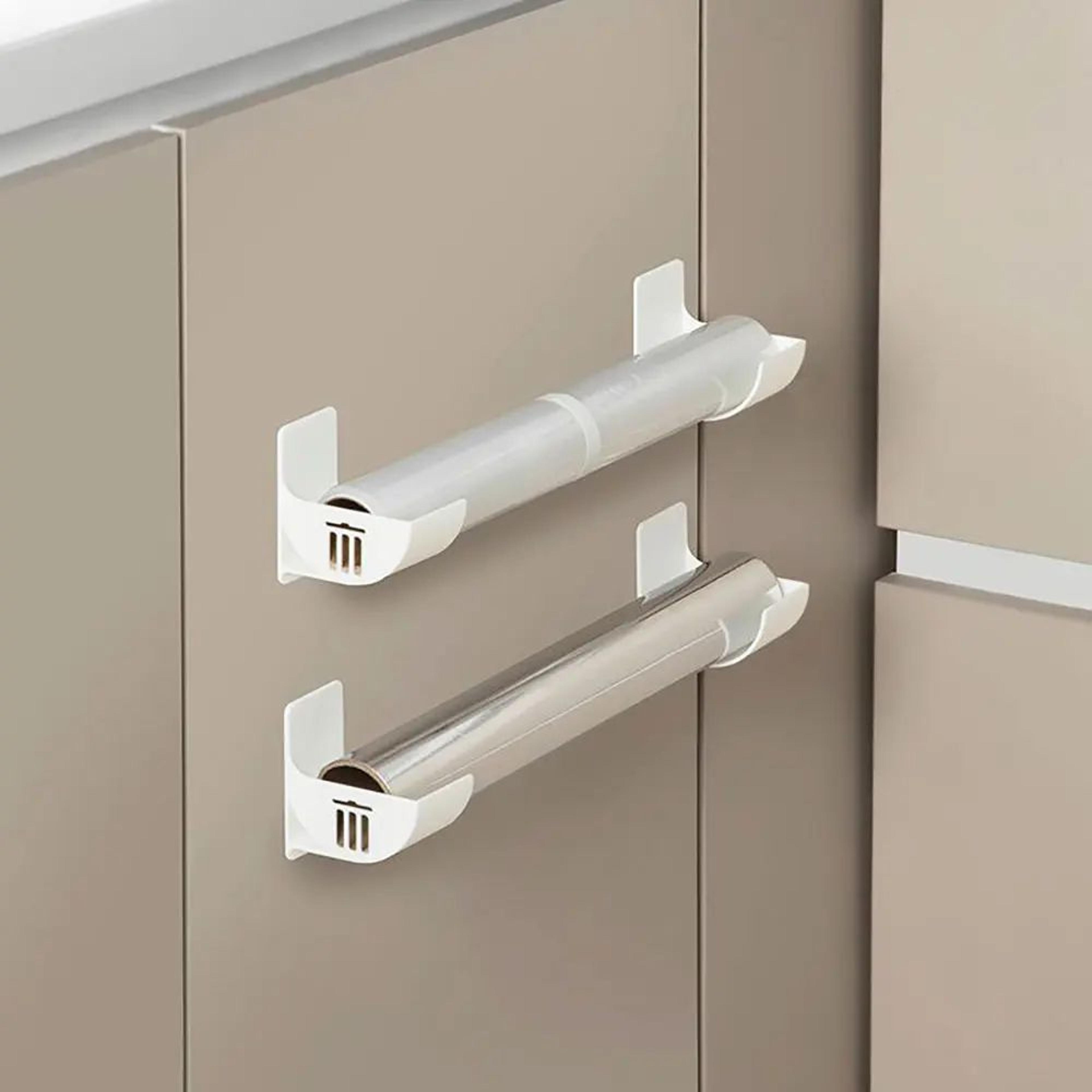 4 Pcs Adhesive Plastic Cabinet Storage Rack  Multipurpose Wrap  Garbage Bag Holder For Kitchen  Ref 2