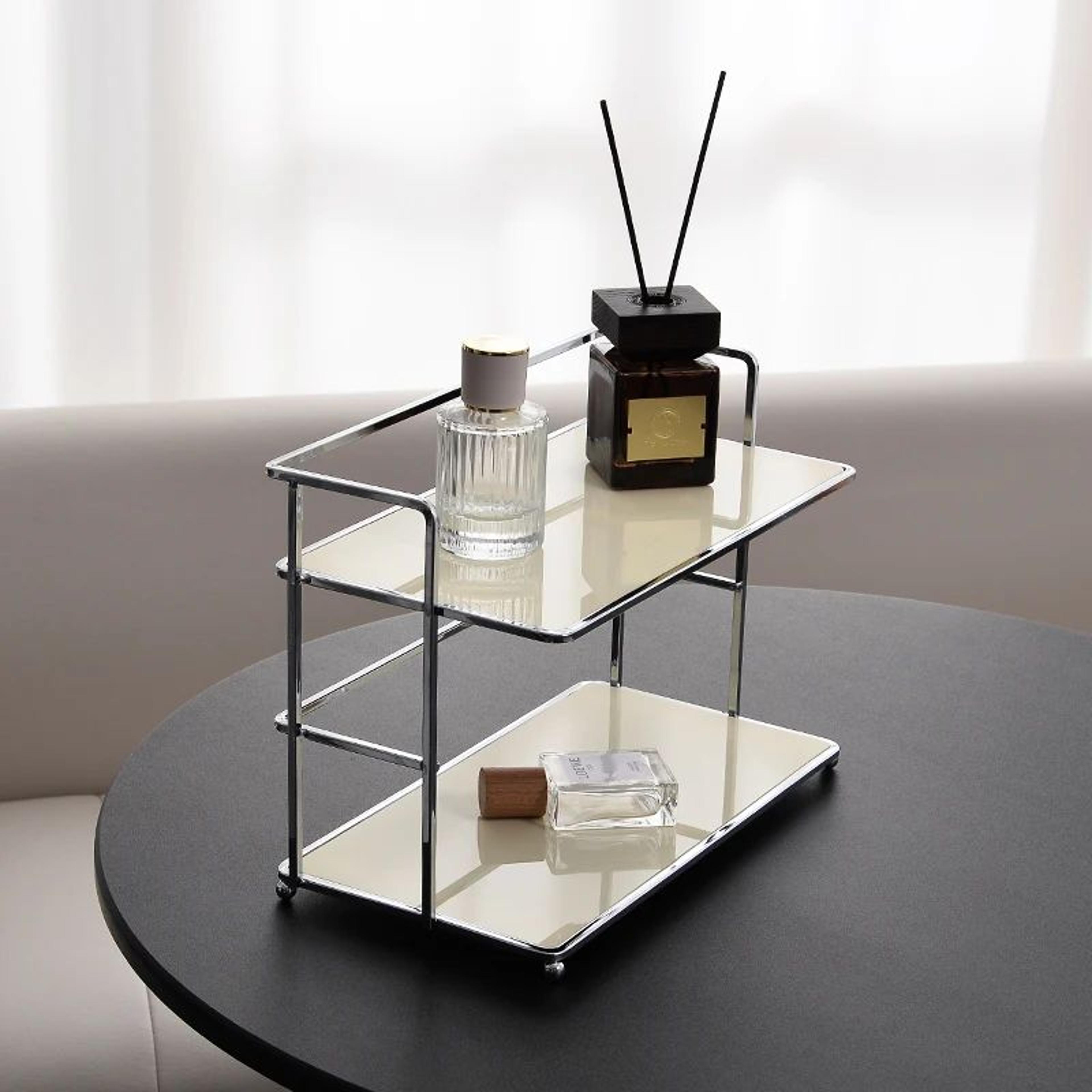 DoubleLayer Metal Desktop Storage Rack  Multifunctional Cup Holder  Acrylic Kitchen Organizer Shelf 0