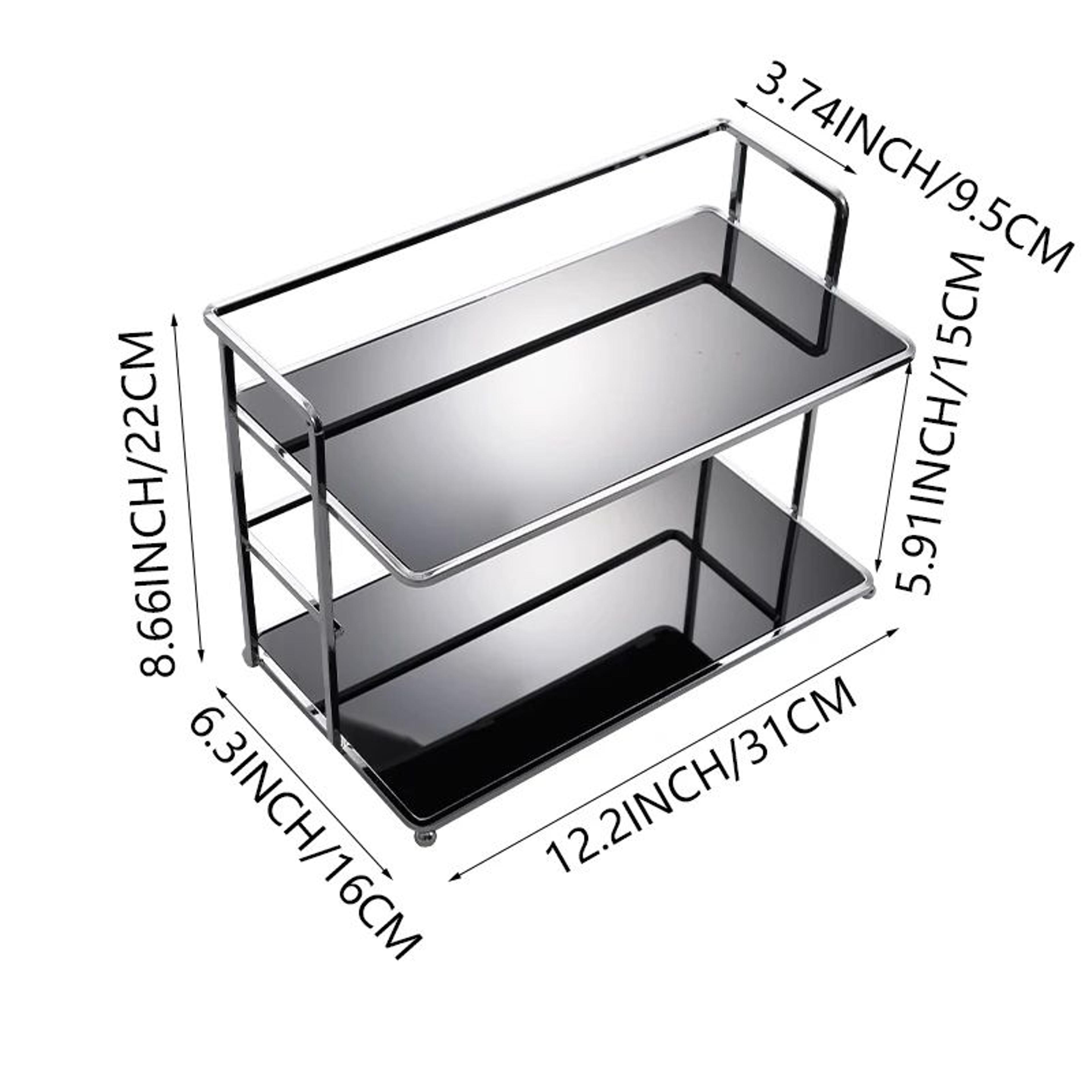 DoubleLayer Metal Desktop Storage Rack  Multifunctional Cup Holder  Acrylic Kitchen Organizer Shelf 6