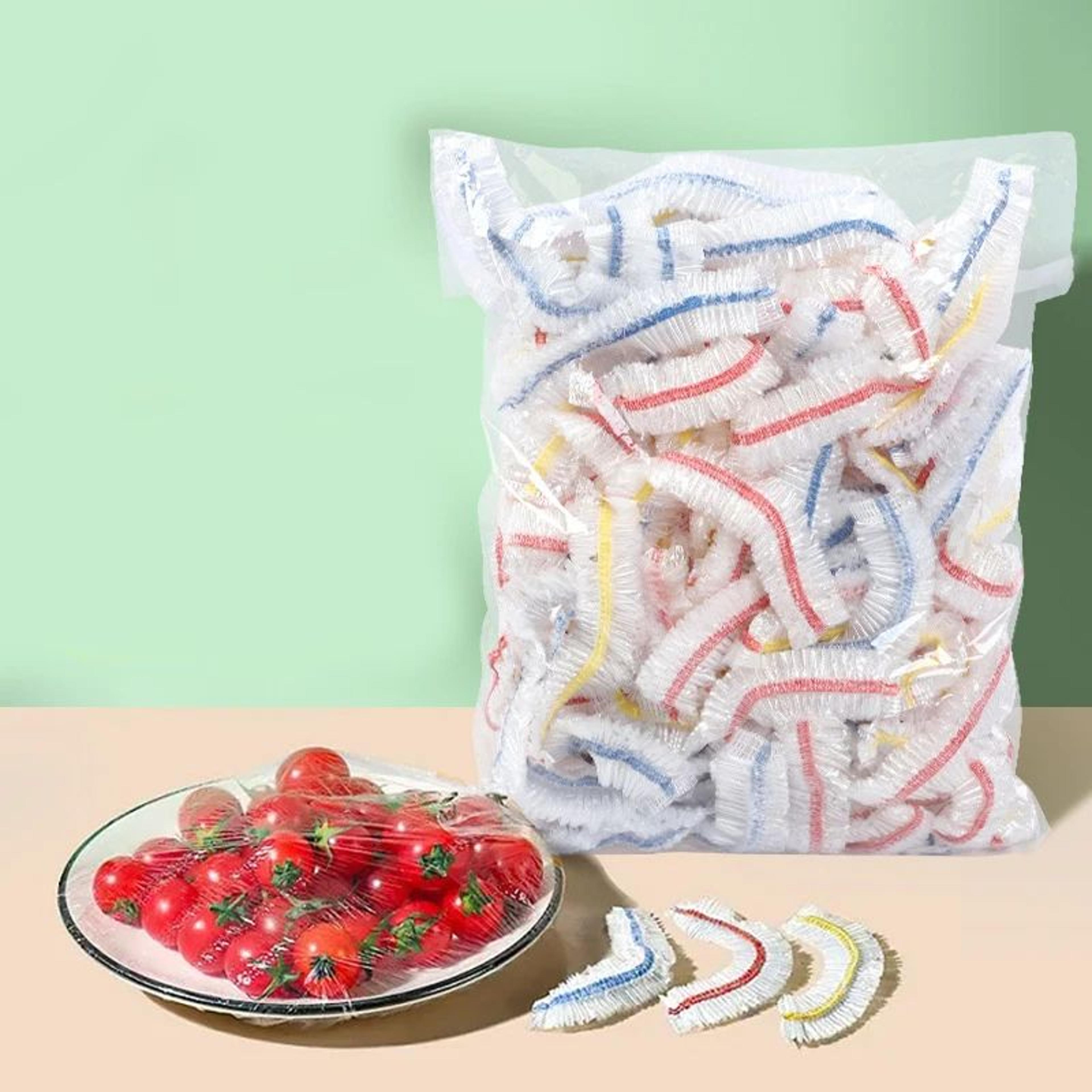 Elastic Disposable Food Covers For Bowls  Plates  Stretch Plastic Wrap Food Saver Lids Kitchen Food 5