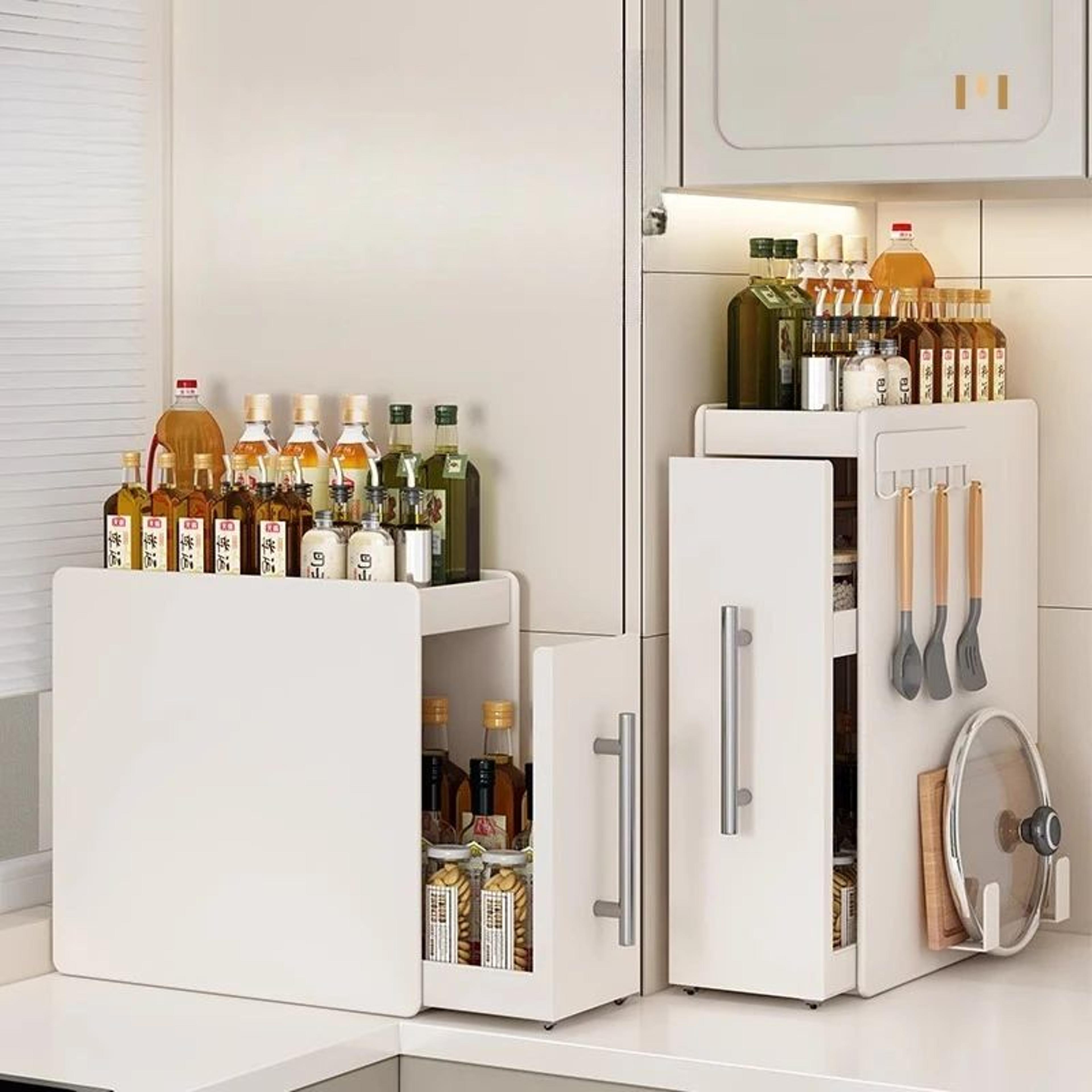 PullOut Spice Rack Organizer For Kitchen Countertop  Narrow SpaceSaving Seasoning Shelf With 16 Mag