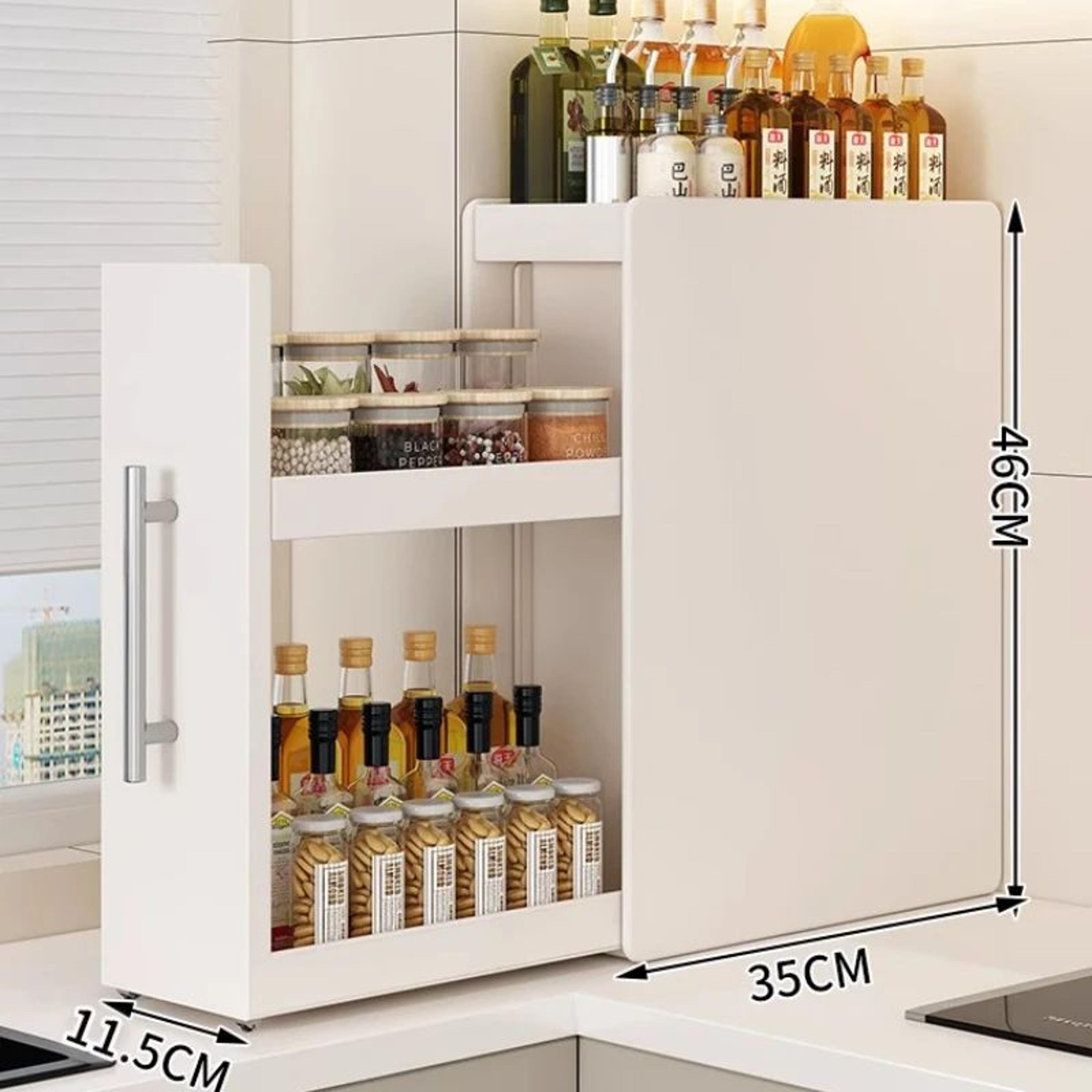 PullOut Spice Rack Organizer For Kitchen Countertop  Narrow SpaceSaving Seasoning Shelf With 16 Mag