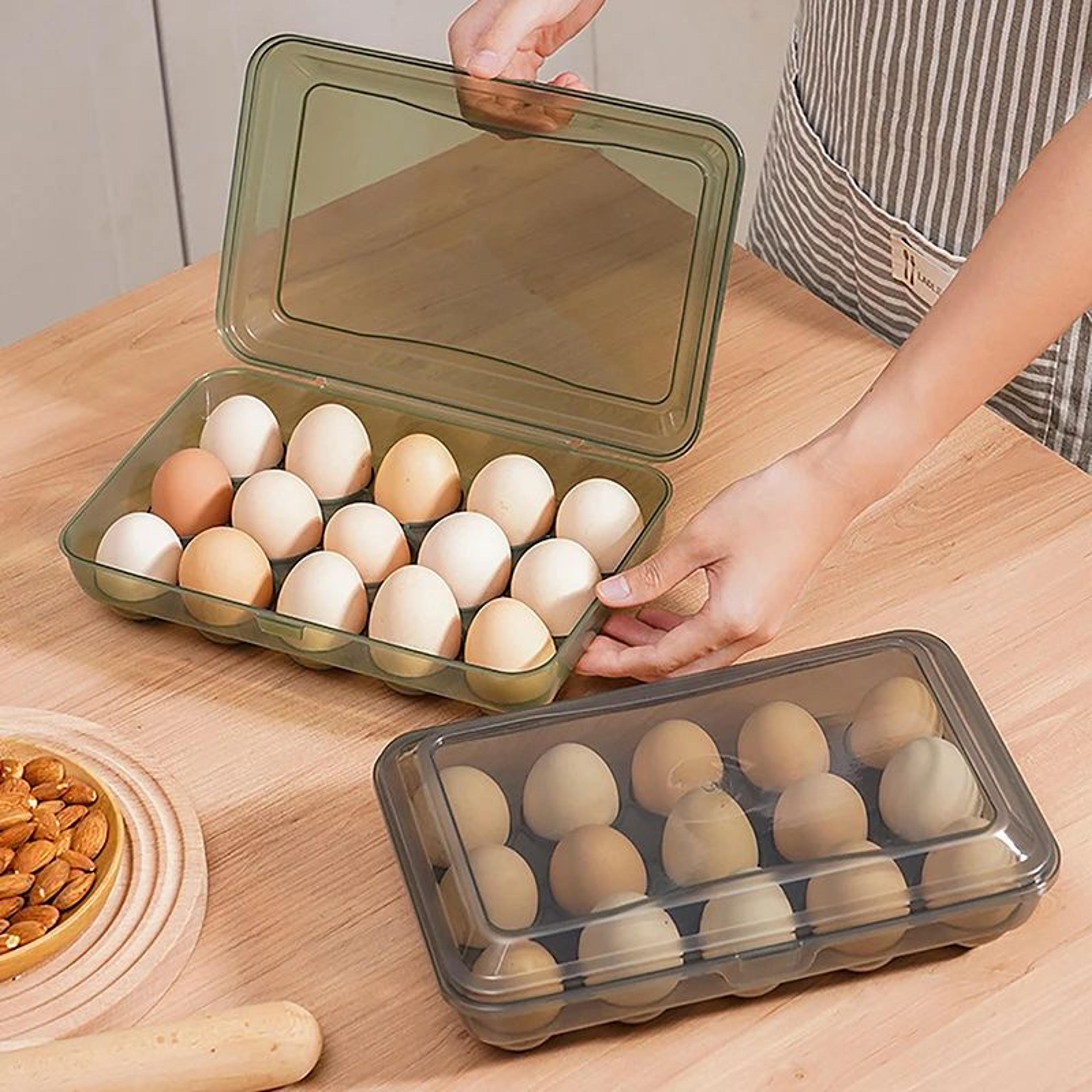 1015 Grid Egg Storage Container For Refrigerator  Stackable Plastic Egg Holder Organizer With Fresh 1