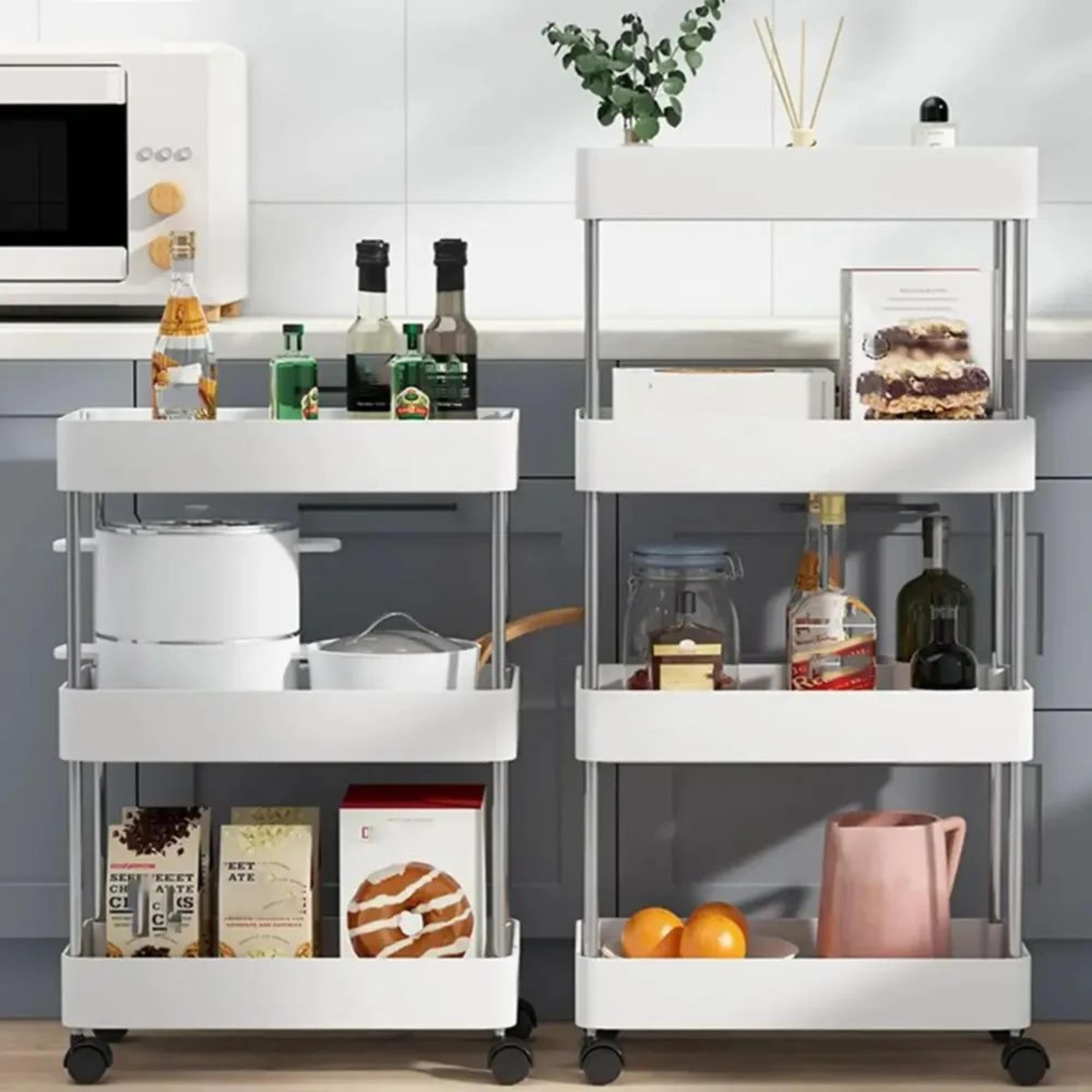34Tier Slim Rolling Storage Cart  SpaceSaving Mobile Utility Organizer Shelf For Kitchen Bathroom   4
