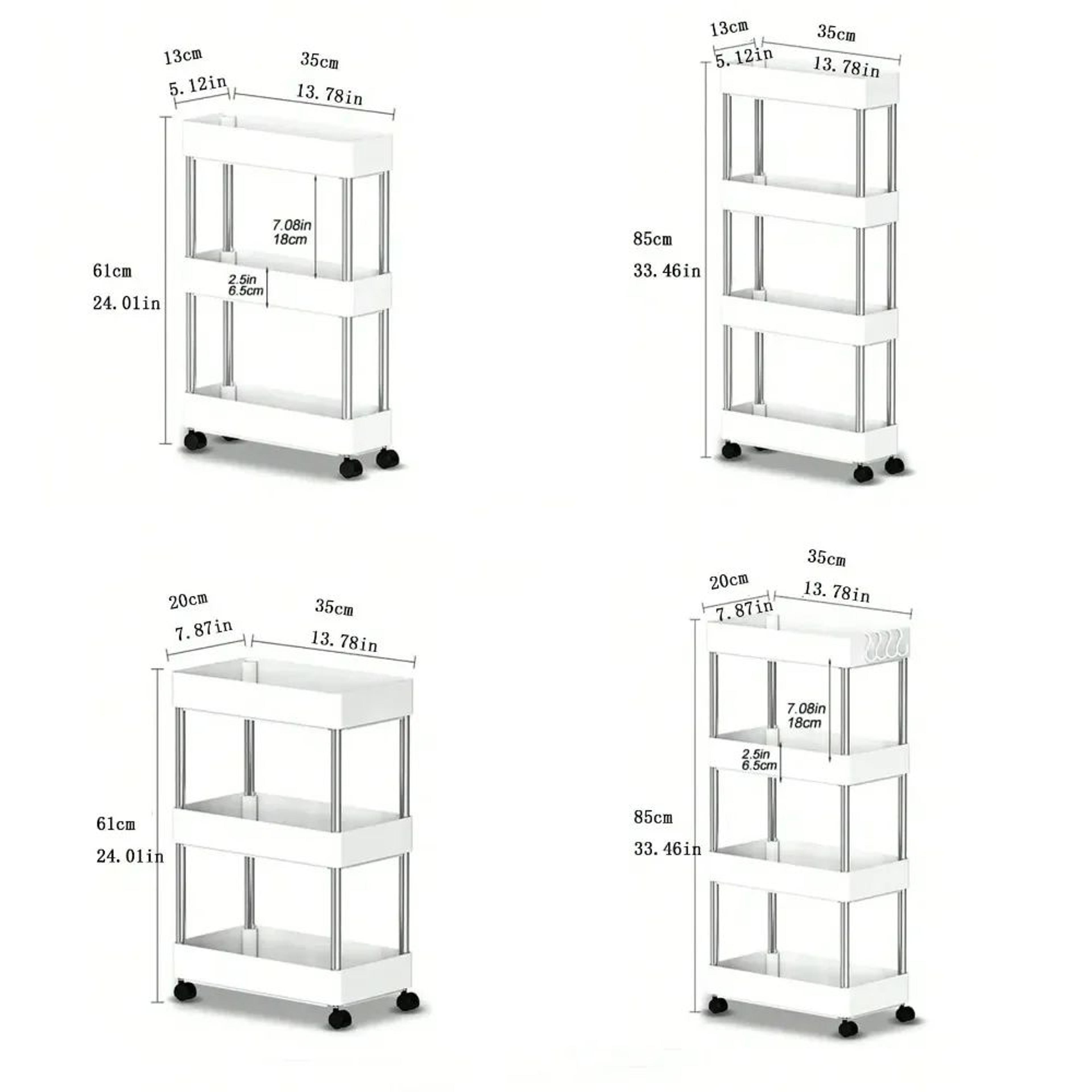 34Tier Slim Rolling Storage Cart  SpaceSaving Mobile Utility Organizer Shelf For Kitchen Bathroom   5