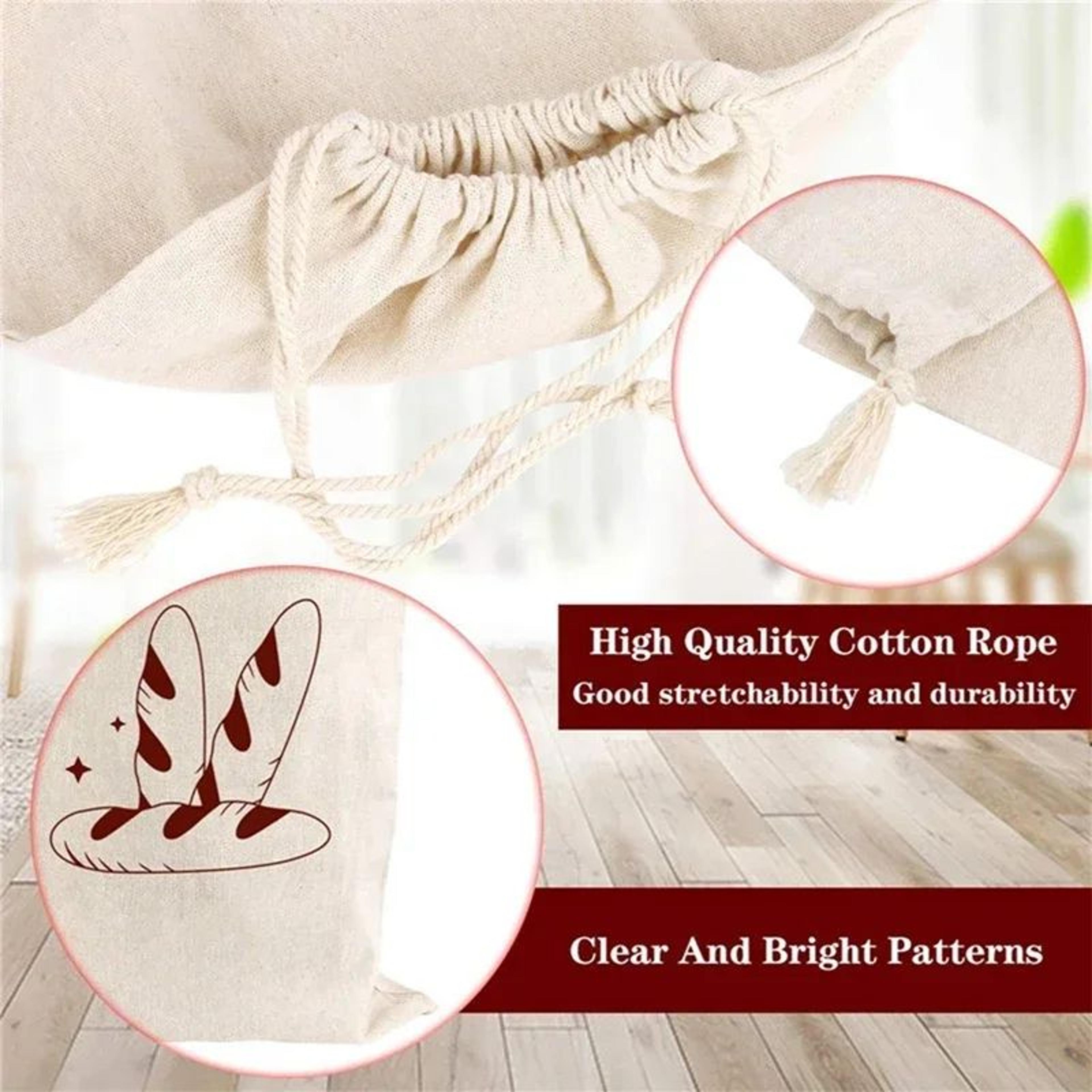 Reusable Cotton Linen Bread Storage Bag  EcoFriendly Drawstring Bread Keeper For Baguettes Loaves   3