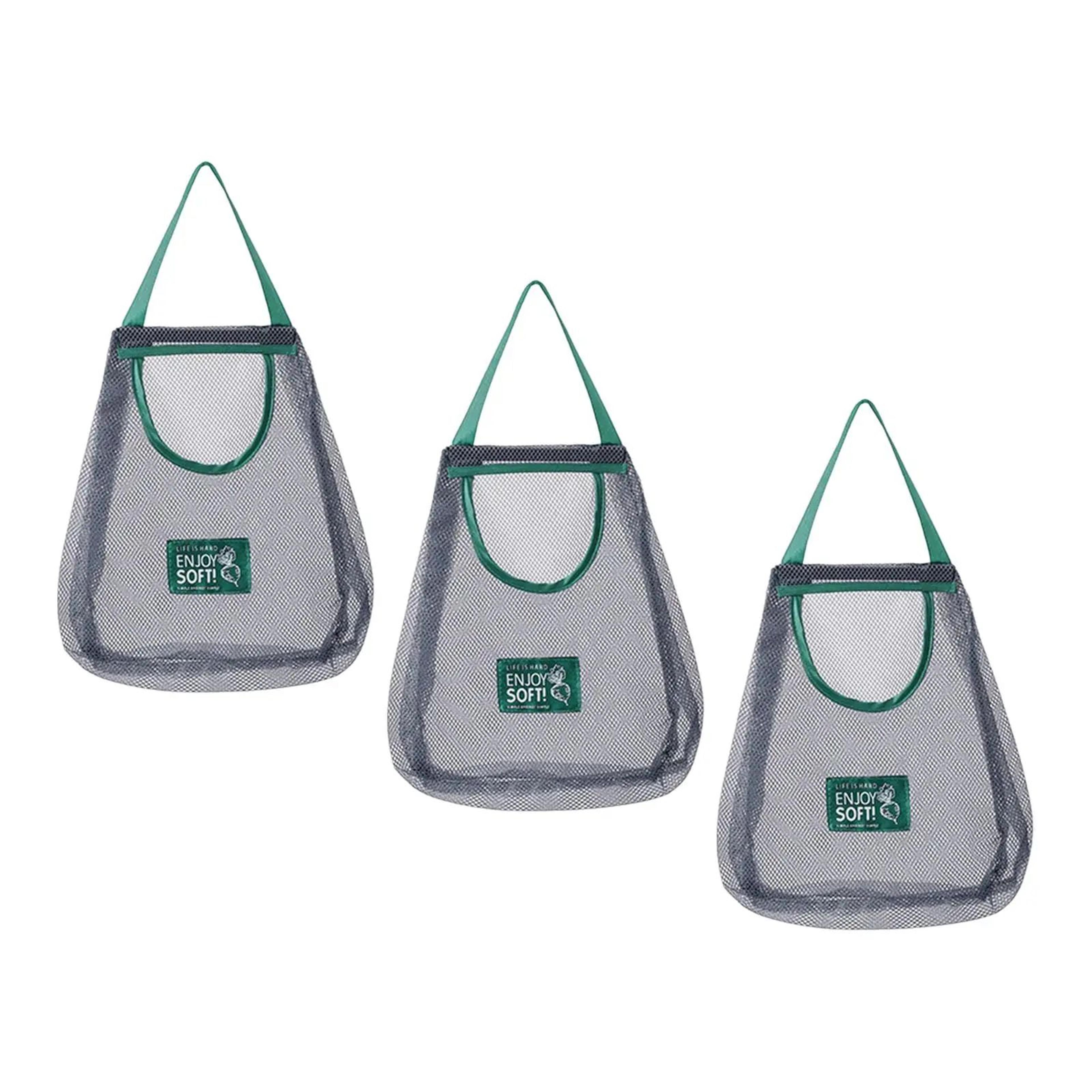 3 Pcs Hanging Mesh Produce Storage Bags  Breathable WallMounted Vegetable  Fruit Organizer Set 2