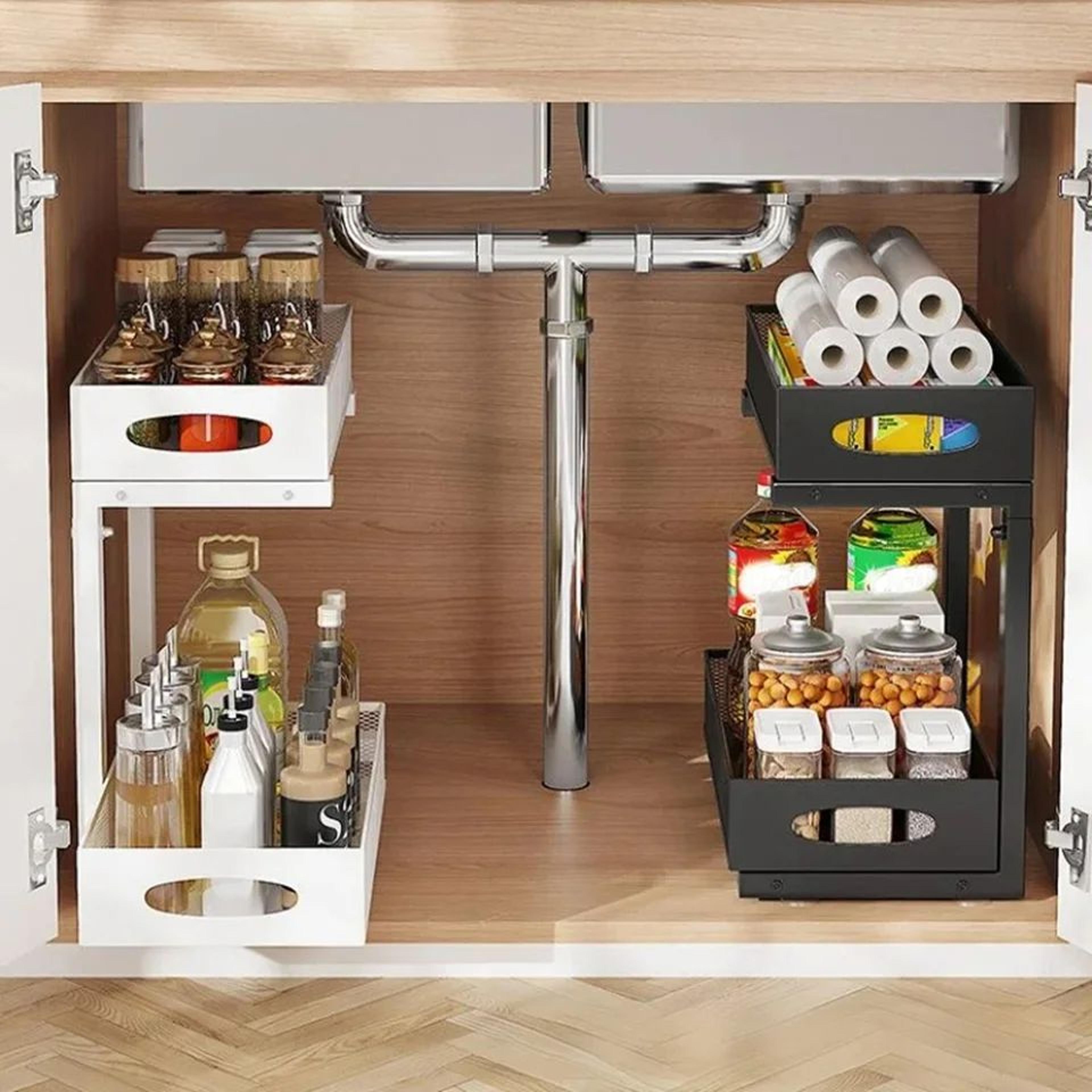 2Tier Adjustable Under Sink Organizer  PullOut Metal Cabinet Storage Rack With Sliding Drawer For K 5