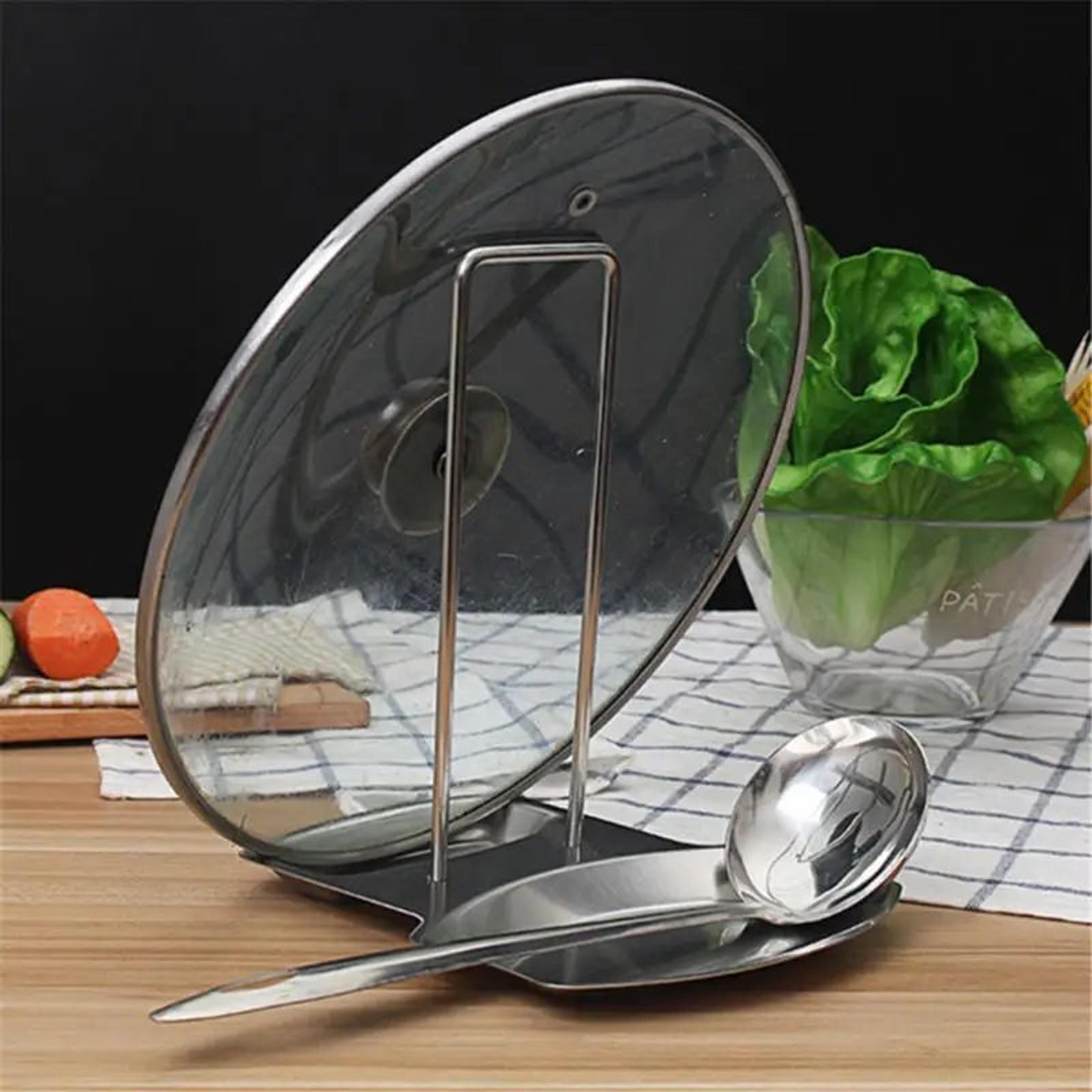 Stainless Steel Pot Lid Organizer Rack  Kitchen Pan Cover Spoon  Sponge Holder Stand 1