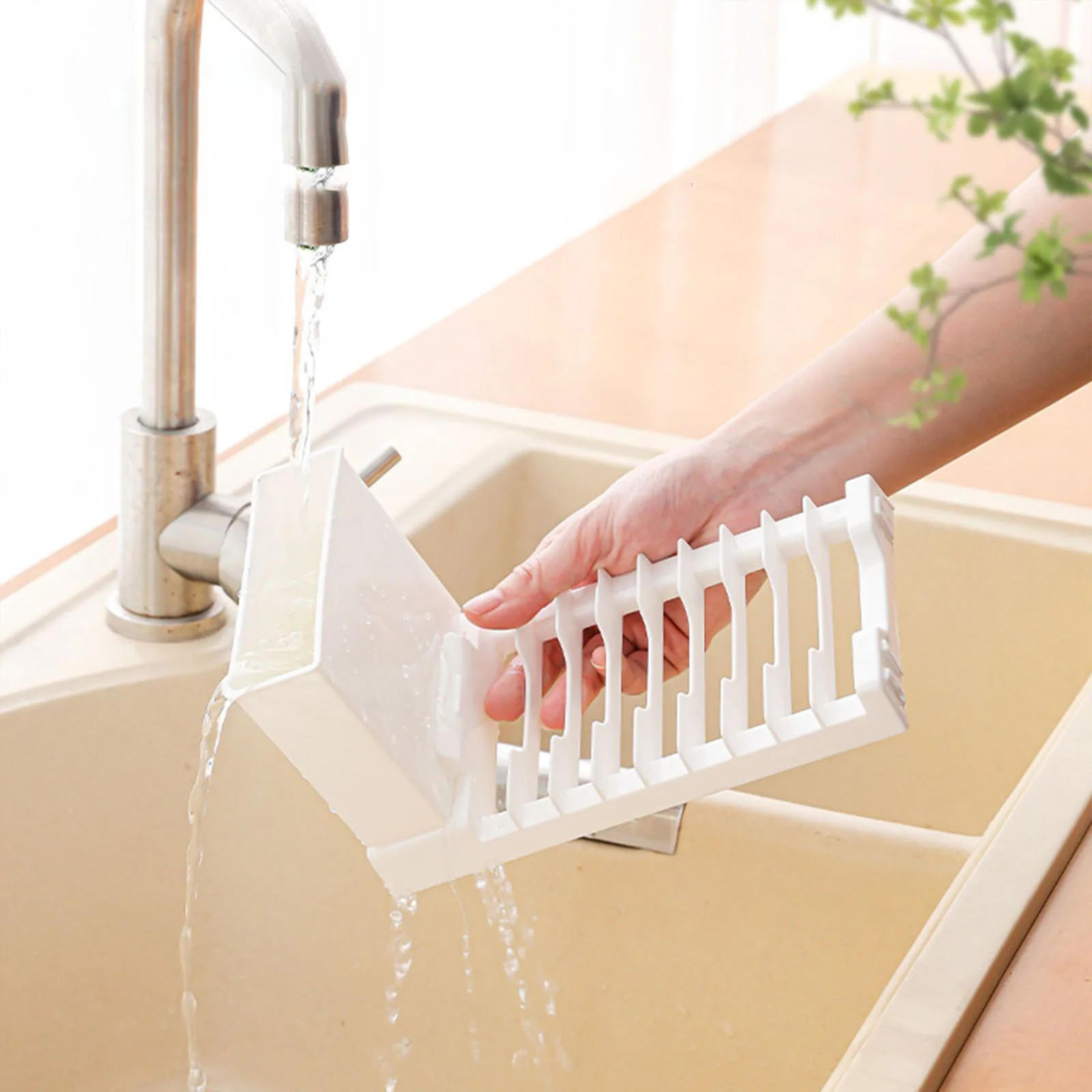 Compact Dish Drying Rack  Kitchen Counter Dish Drainer With Cutlery Holder For Plates  Tableware 2
