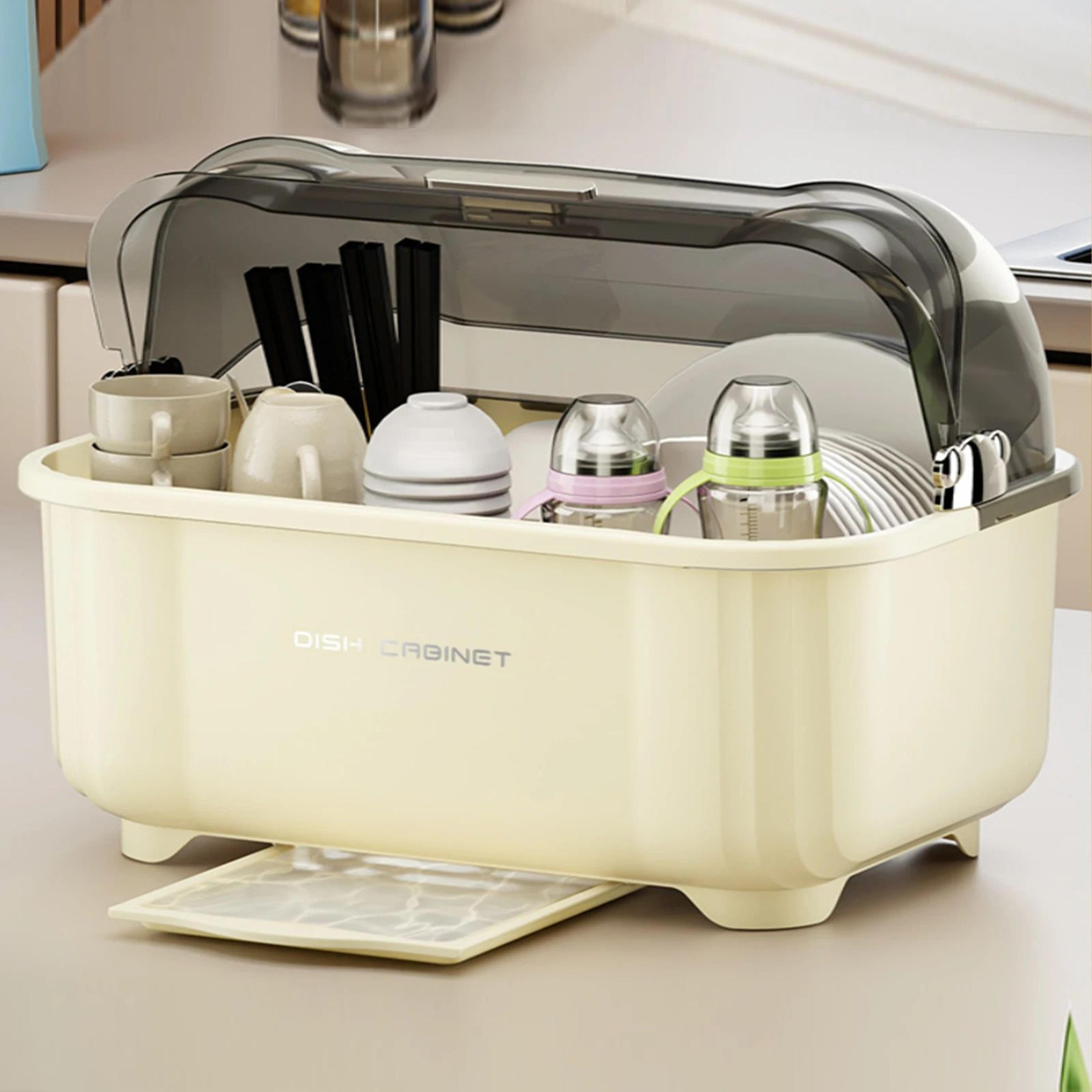Large Capacity Dish Drying Rack With Lid  Dustproof Kitchen Dish Drainer  Utensil Storage Organizer 1