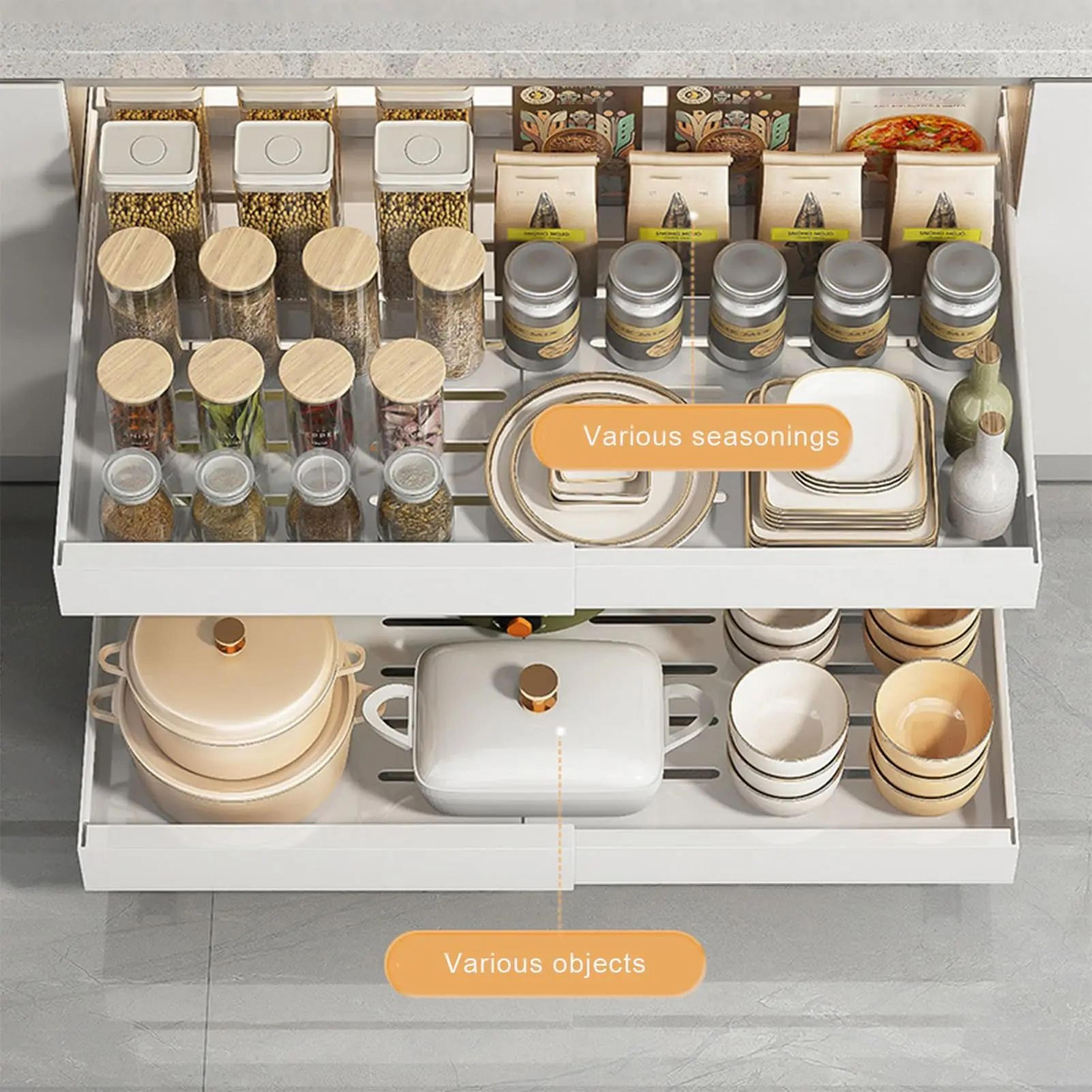 Expandable PullOut Cabinet Organizer  Adjustable Slide Out Cabinet Shelf Metal Storage Drawer For K 4