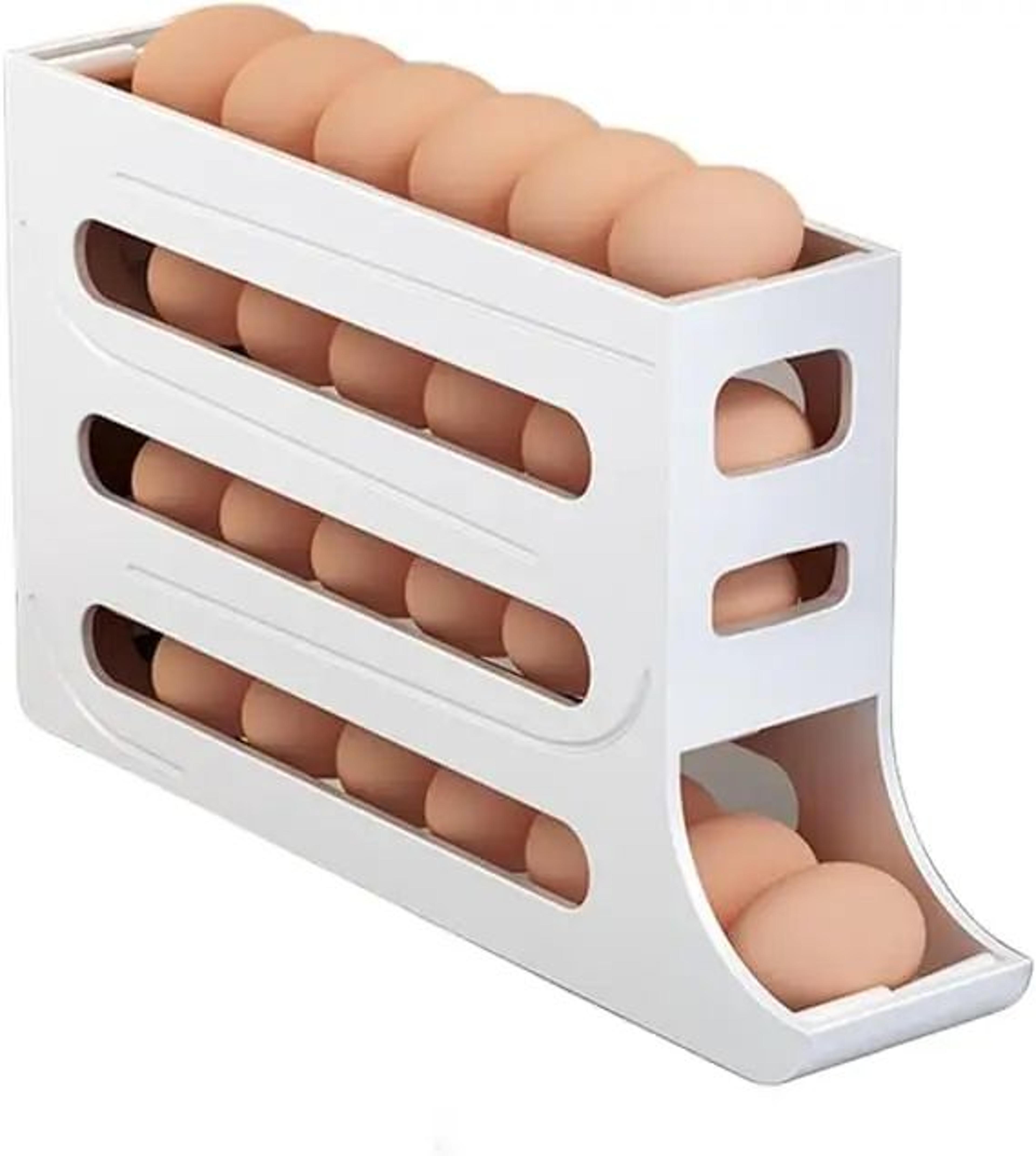 4Tier Egg Holder For Fridge  Automatic Egg Rolling Rack 30Egg Plastic Storage Organizer For Refrige 7