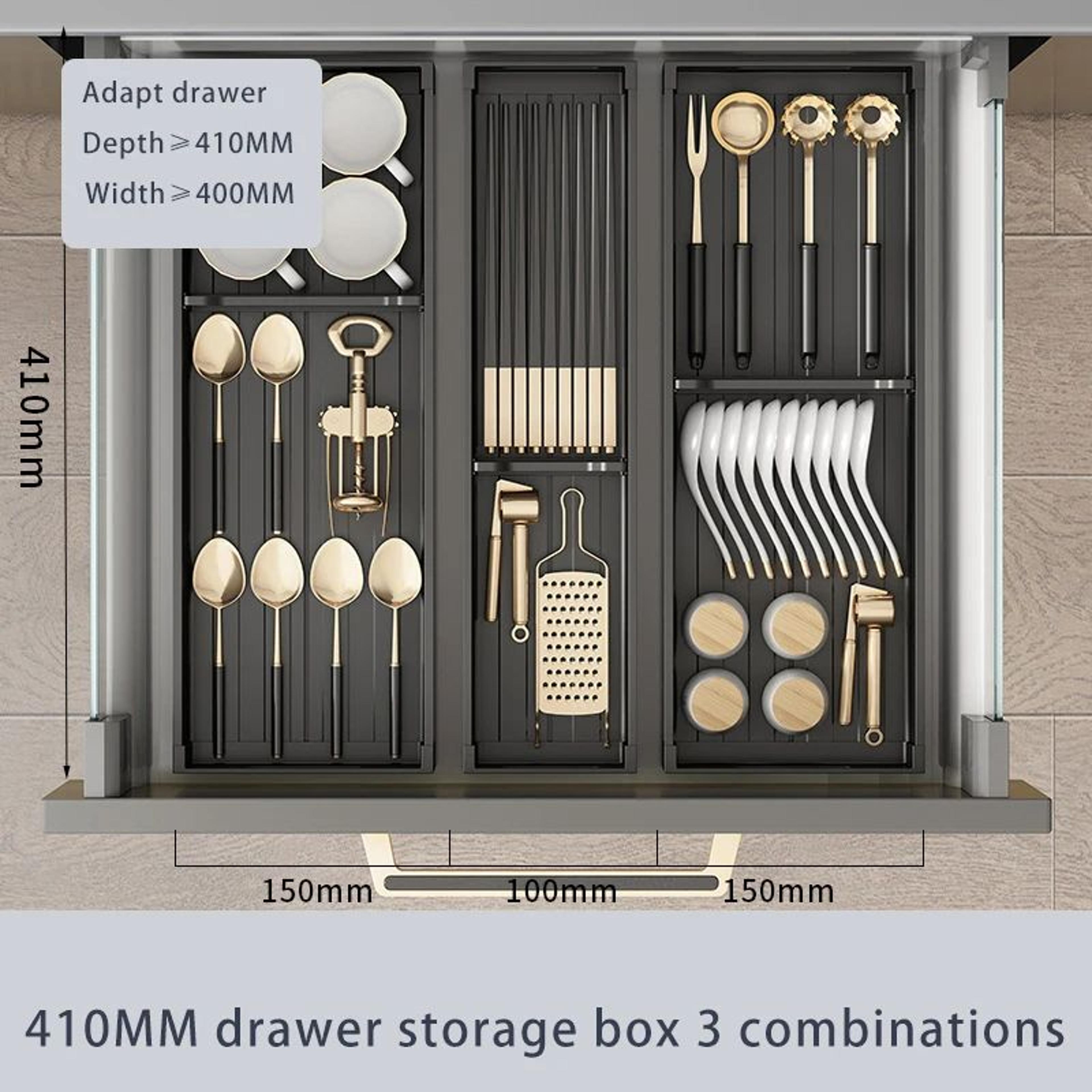 Adjustable Kitchen Dish Rack  Retractable Under Cabinet Dish Drying Rack With Spoon  Chopsticks Sto 10