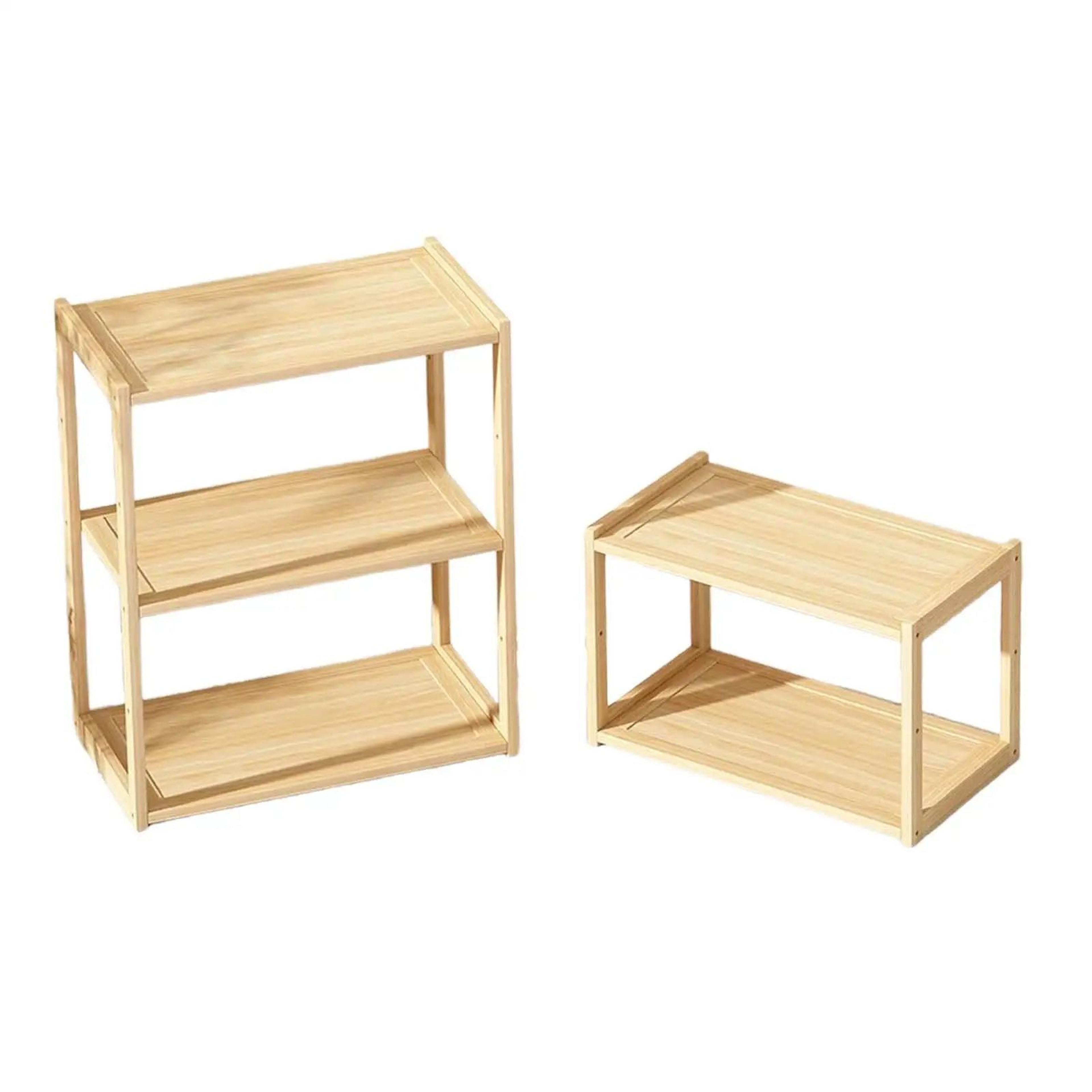 Rustic Wooden Desktop Storage Rack  MultiLayer Tabletop Display Shelf Organizer For Office Home Boo 7