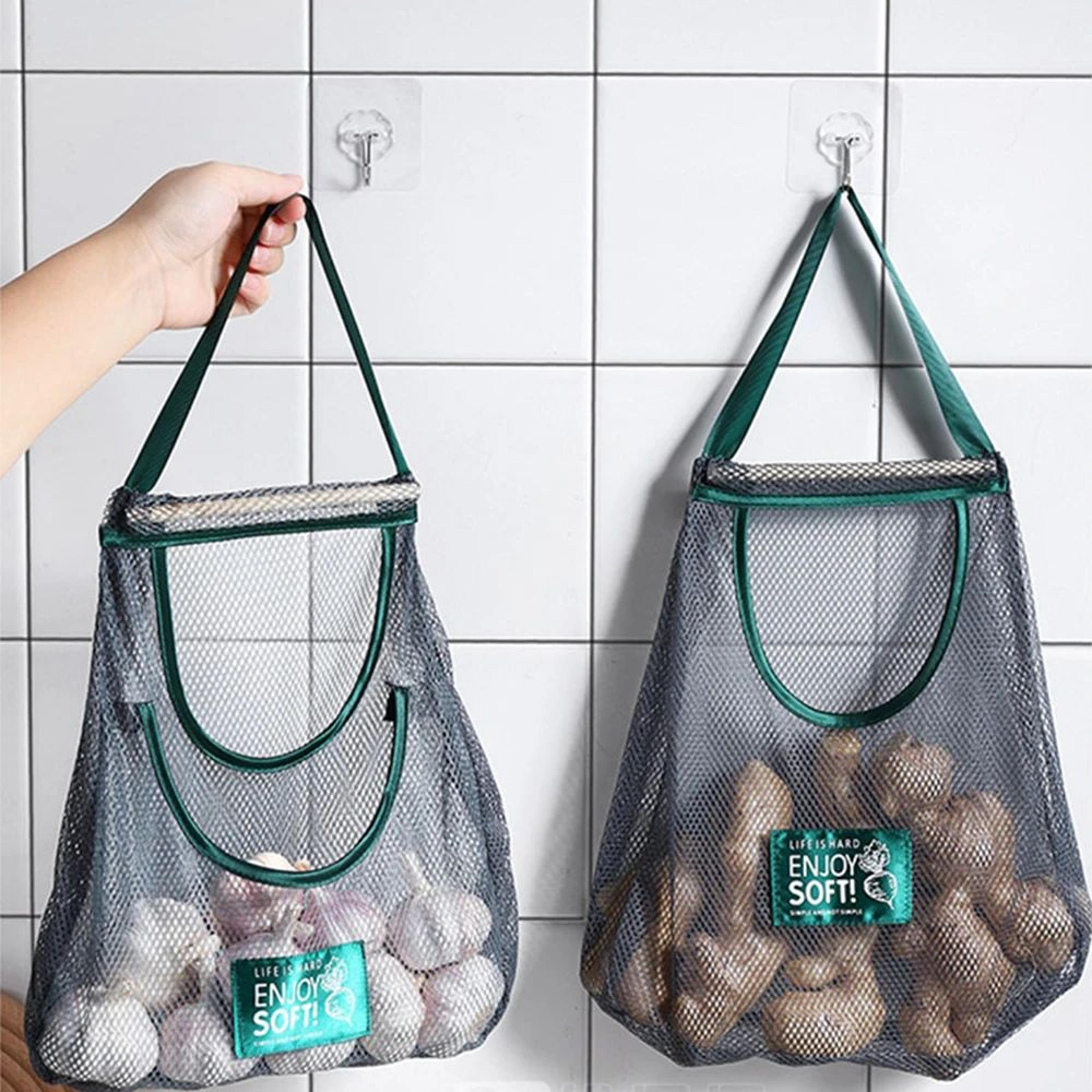 Lazy Corner Hanging Fruit  Vegetable Storage Bag  Breathable Mesh Onion Garlic Potato Organizer For 1