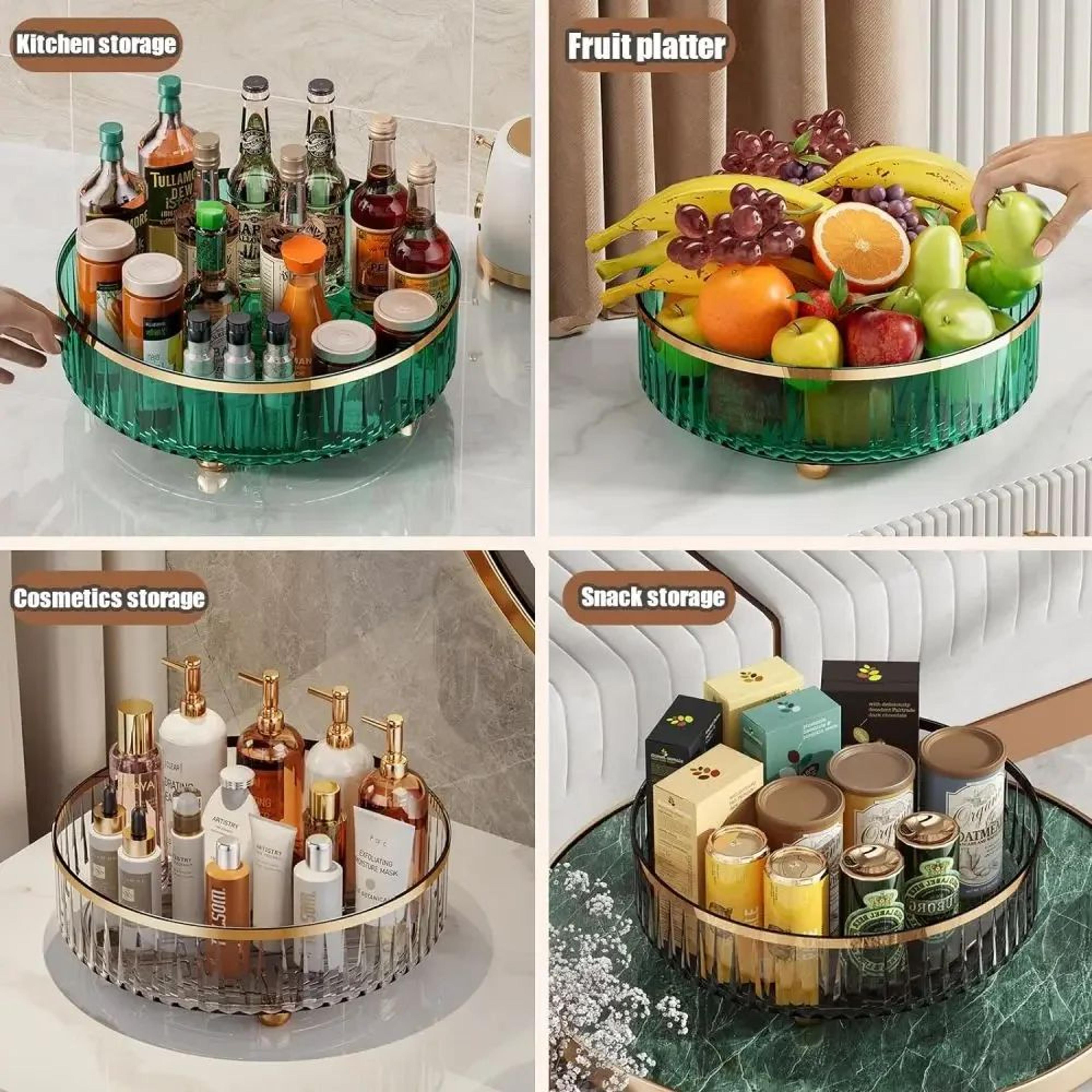 360 Rotating Clear Lazy Susan Organizer  Round Plastic Turntable Storage Bin For Kitchen Cabinet Pa 1