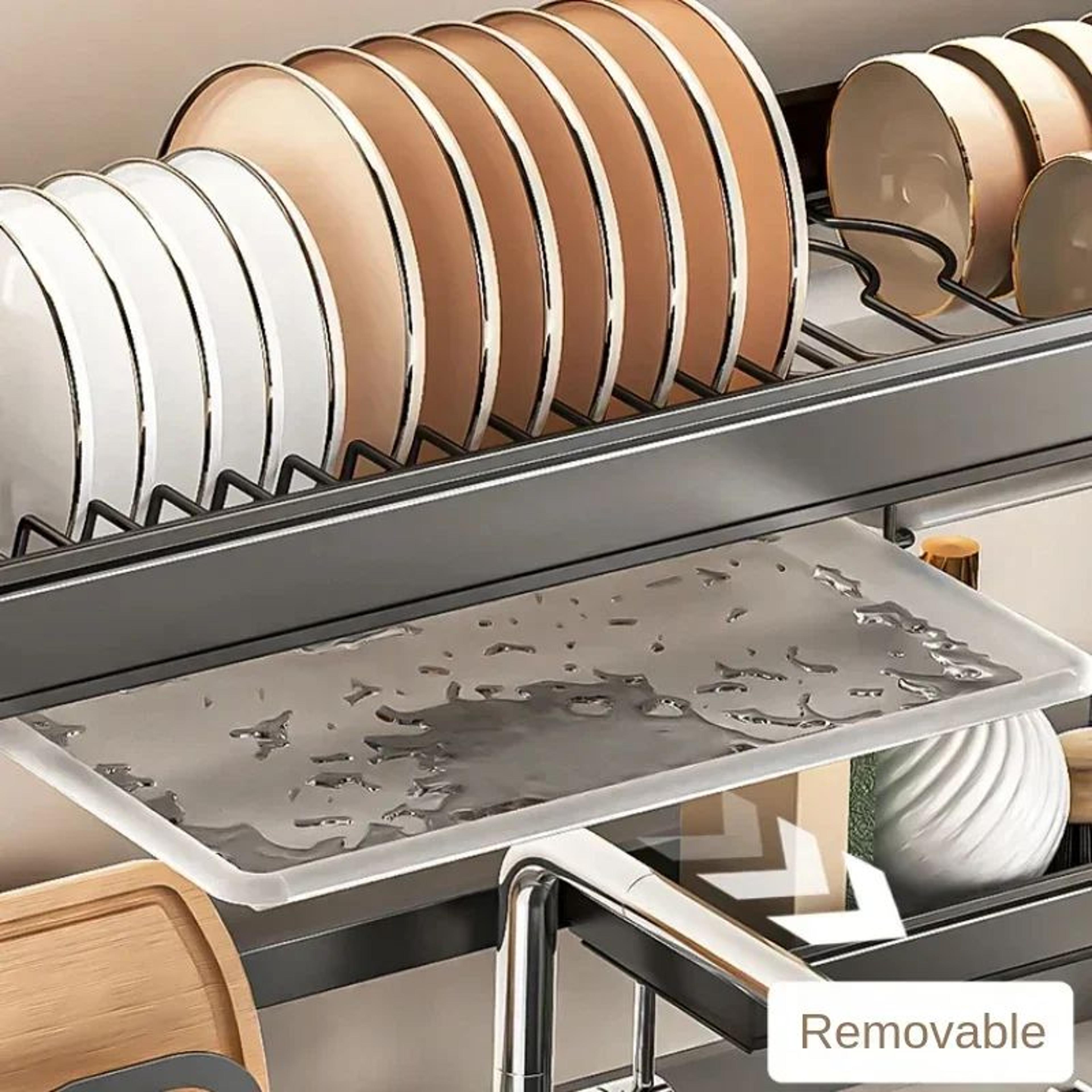 OvertheSink Kitchen Storage Rack  Adjustable Carbon Steel Dish Drying Organizer With MultiLayer Cou