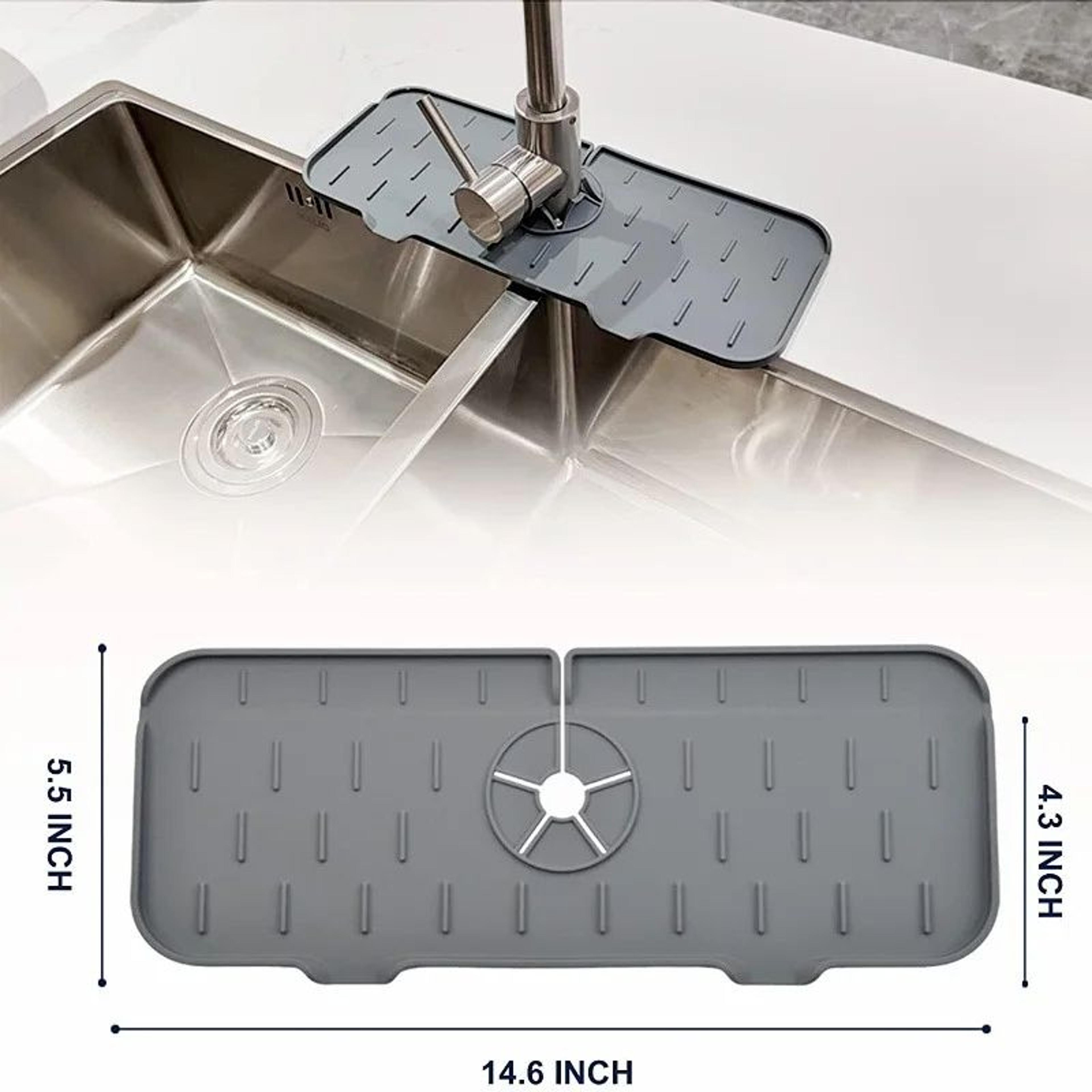 Silicone Faucet Absorbent Mat  Splash Catcher Sink Protector Shelf For Kitchen  Bathroom Countertop 4