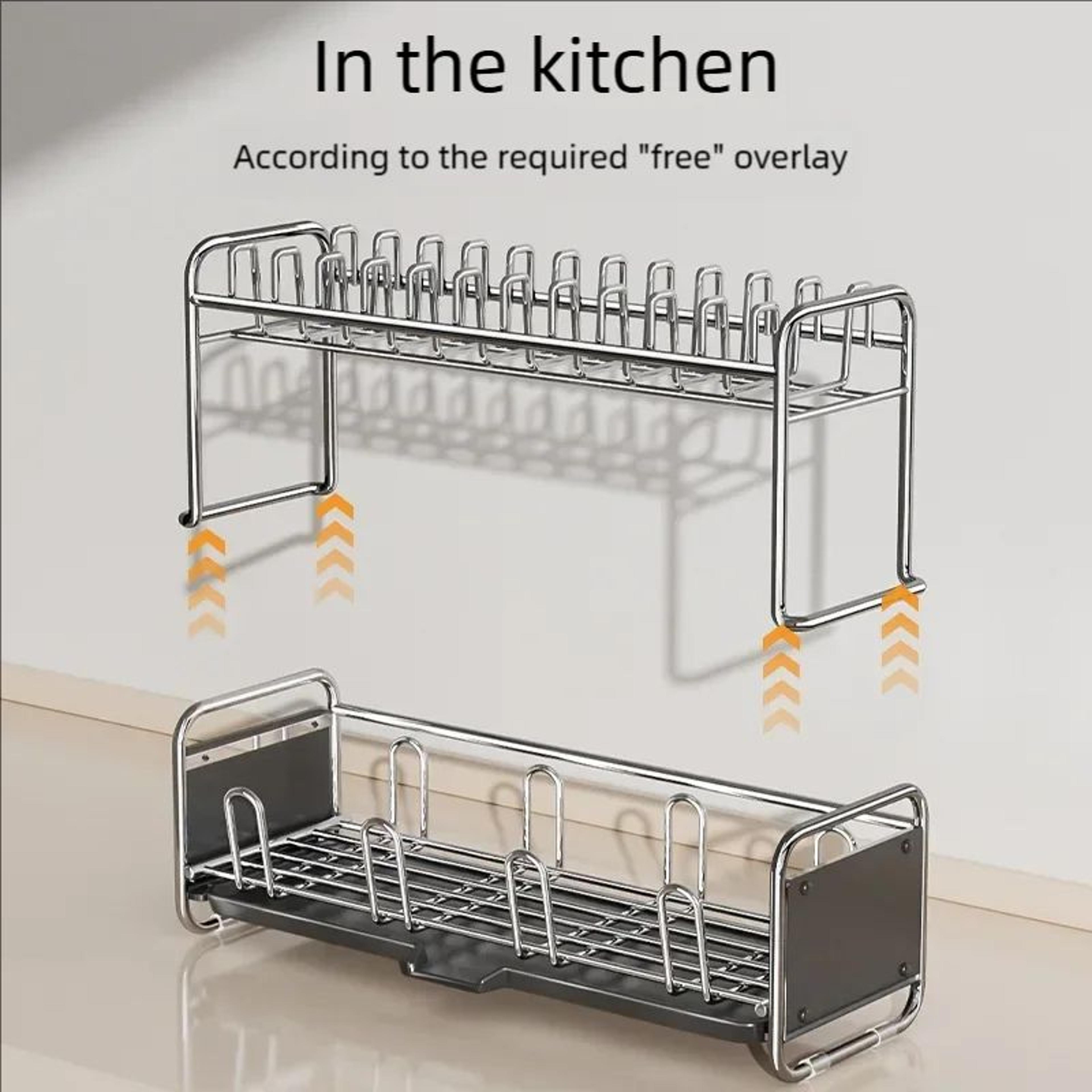 Rustproof Dish Drying Rack  Narrow Kitchen Countertop Dish Drainer With Drainboard For Plates Bowls 4