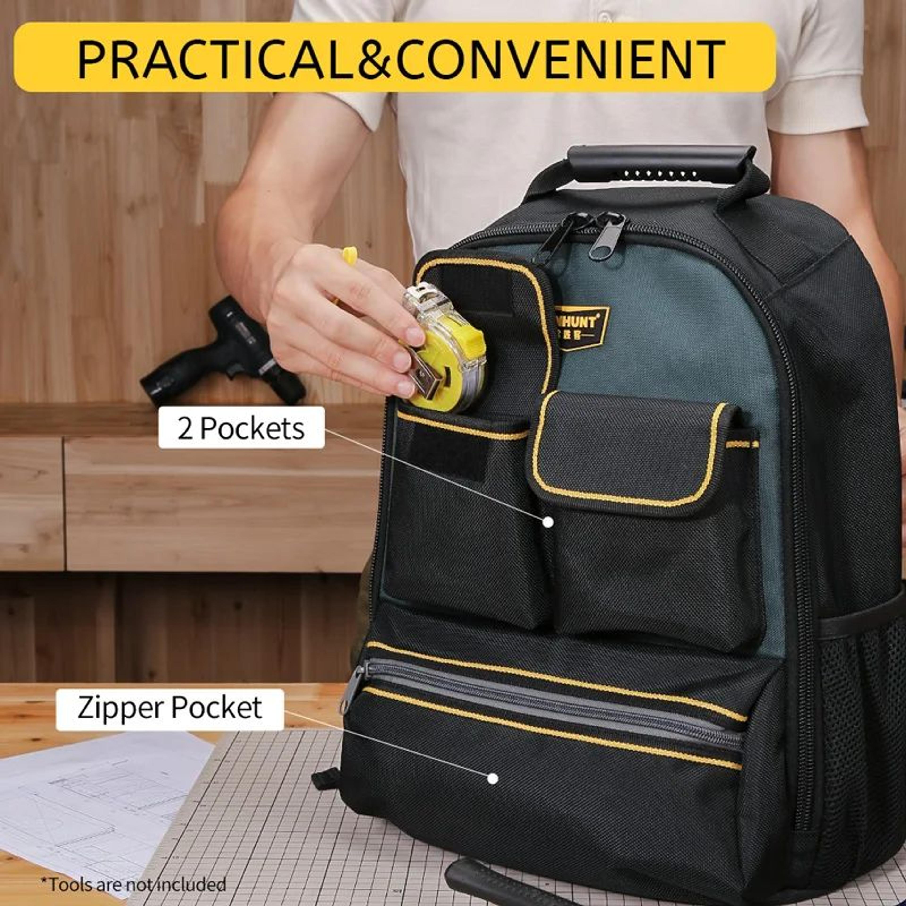 WINHUNT Heavy Duty Tool Backpack  Oxford Cloth MultiTool Storage Bag With Padded Shoulder Back  Wai 1