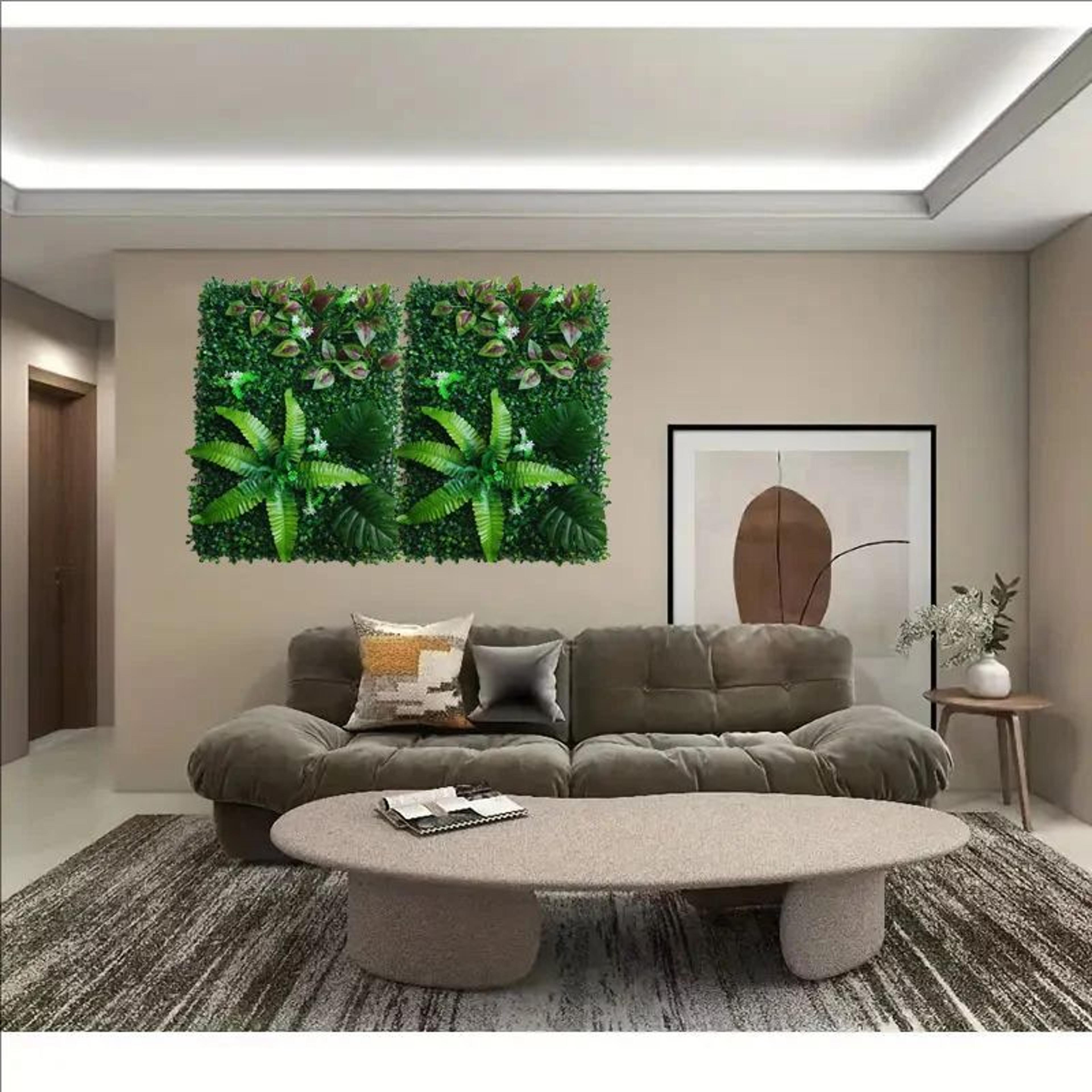 Artificial Green Plant Wall Panel  3D Bionic Fake Grass Privacy Wall Decor For Indoor  Outdoor Deco 3