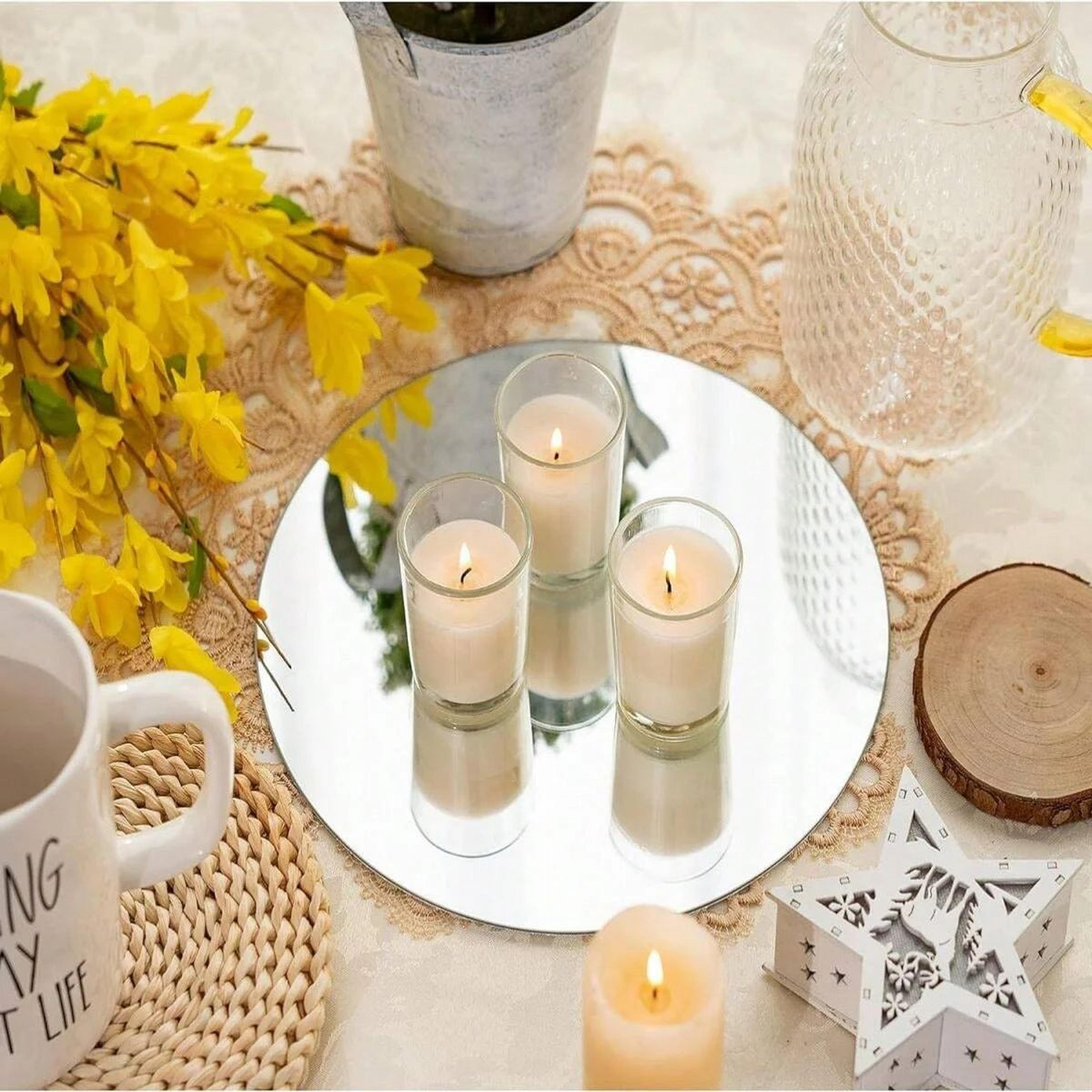 10 Pcs Acrylic Round Mirror Centerpieces  Decorative Circle Mirror Trays For Wedding Tables Candles 3