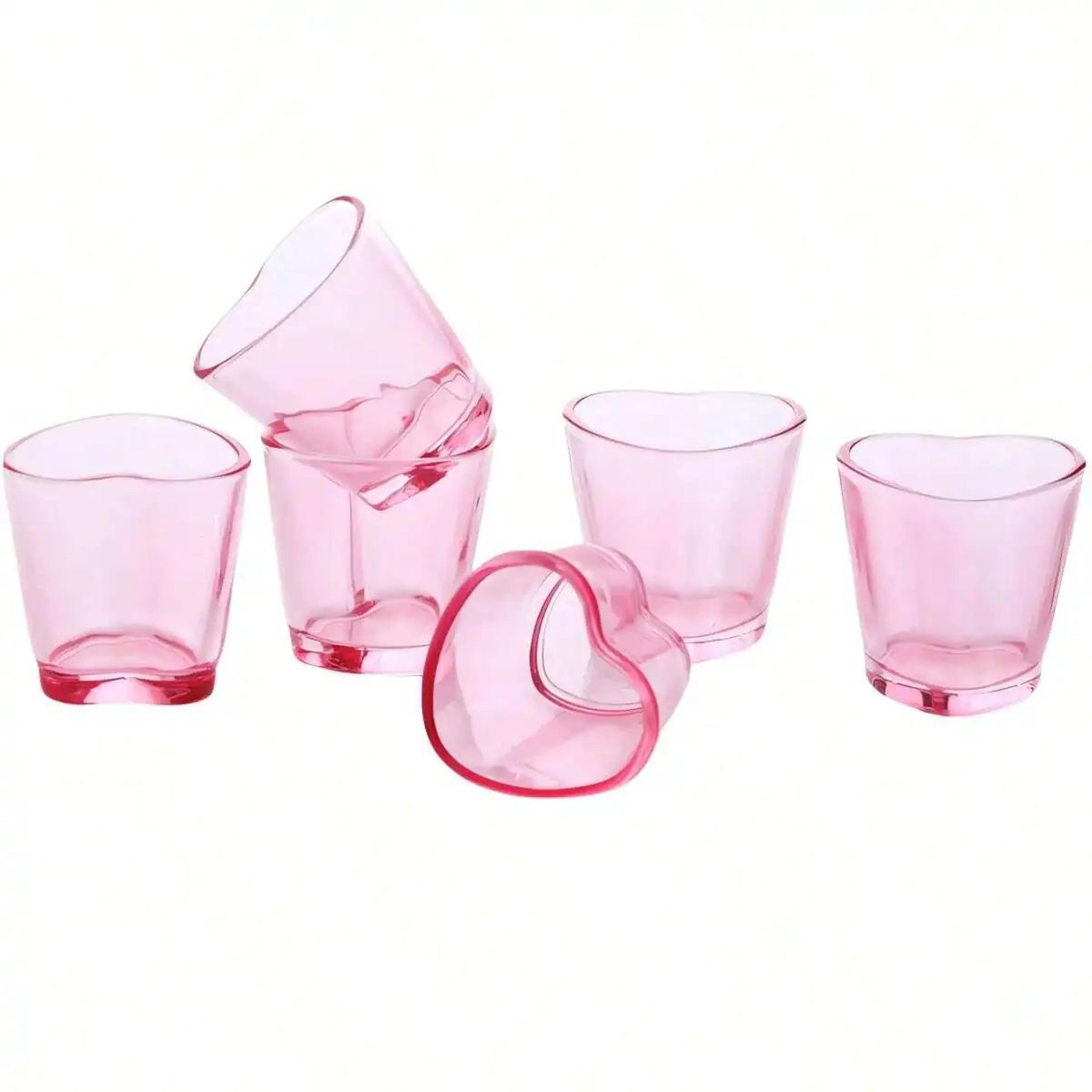 6 Pcs HeartShaped Acrylic Shot Glass Set  Mini Tequila Whiskey  Party Shot Cups 17 Oz 3