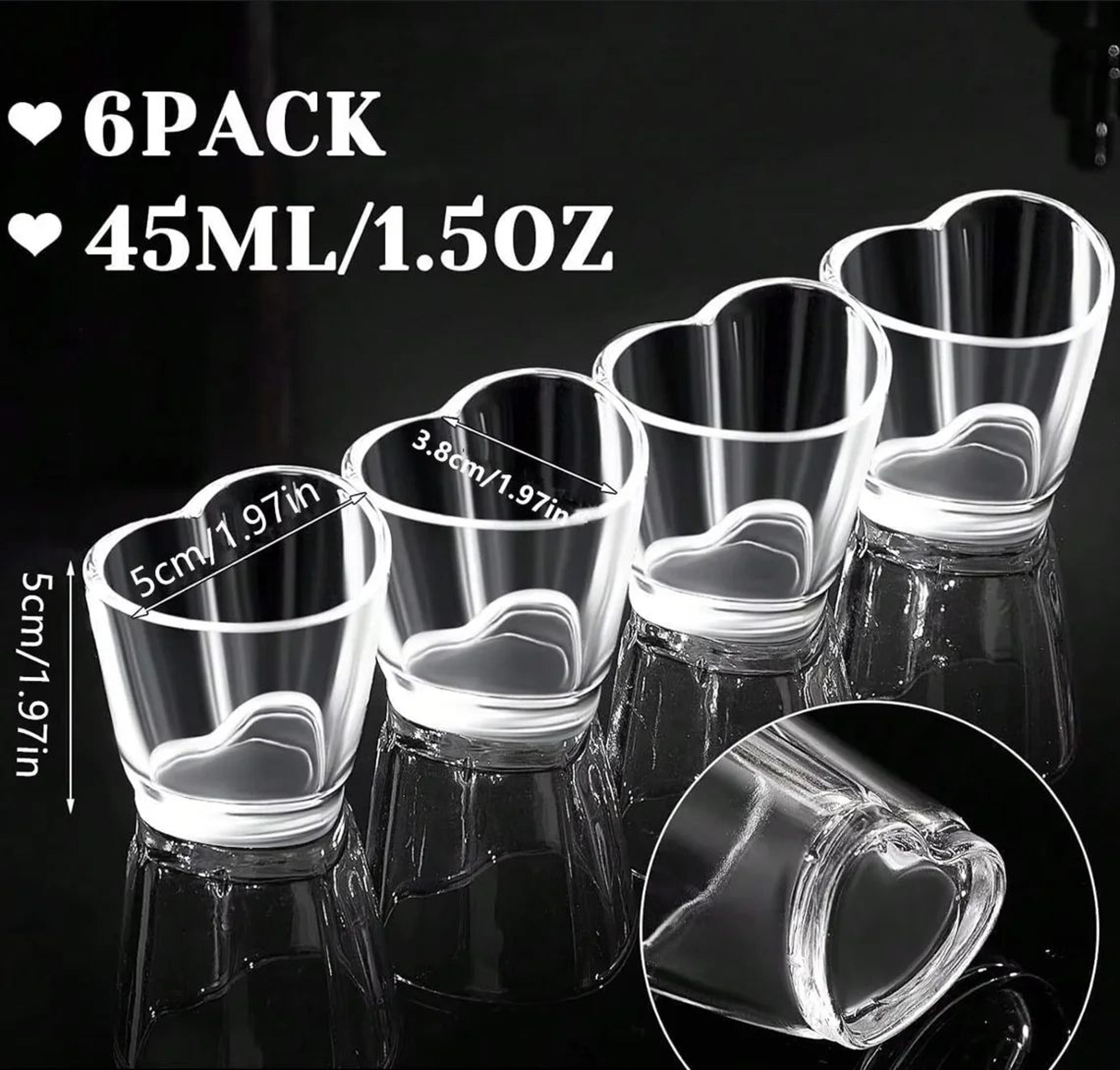 6 Pcs HeartShaped Acrylic Shot Glass Set  Mini Tequila Whiskey  Party Shot Cups 17 Oz 5