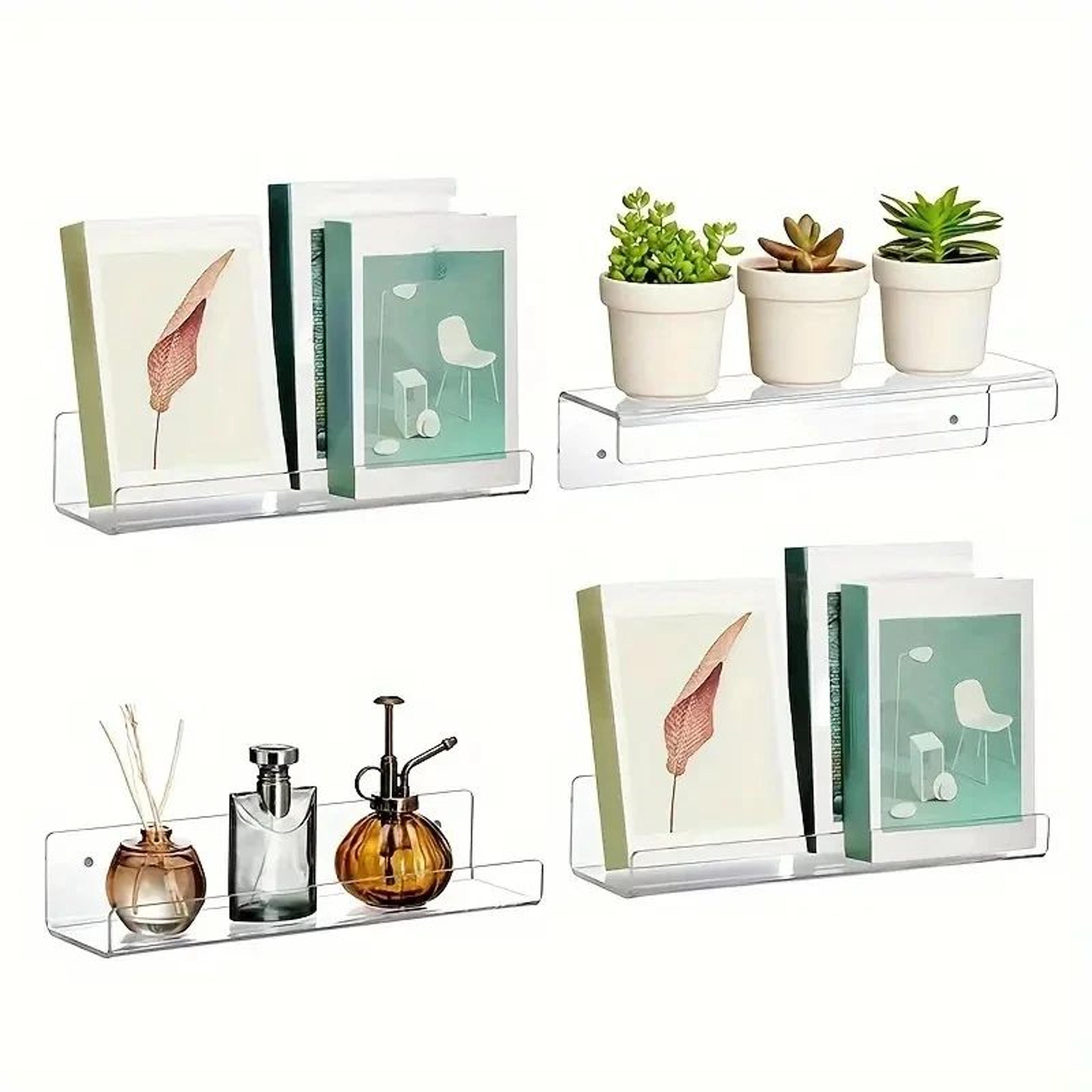 Clear Acrylic Floating Wall Shelf  Plastic Wall Mounted Storage Organizer For Kitchen Bathroom  Off 2
