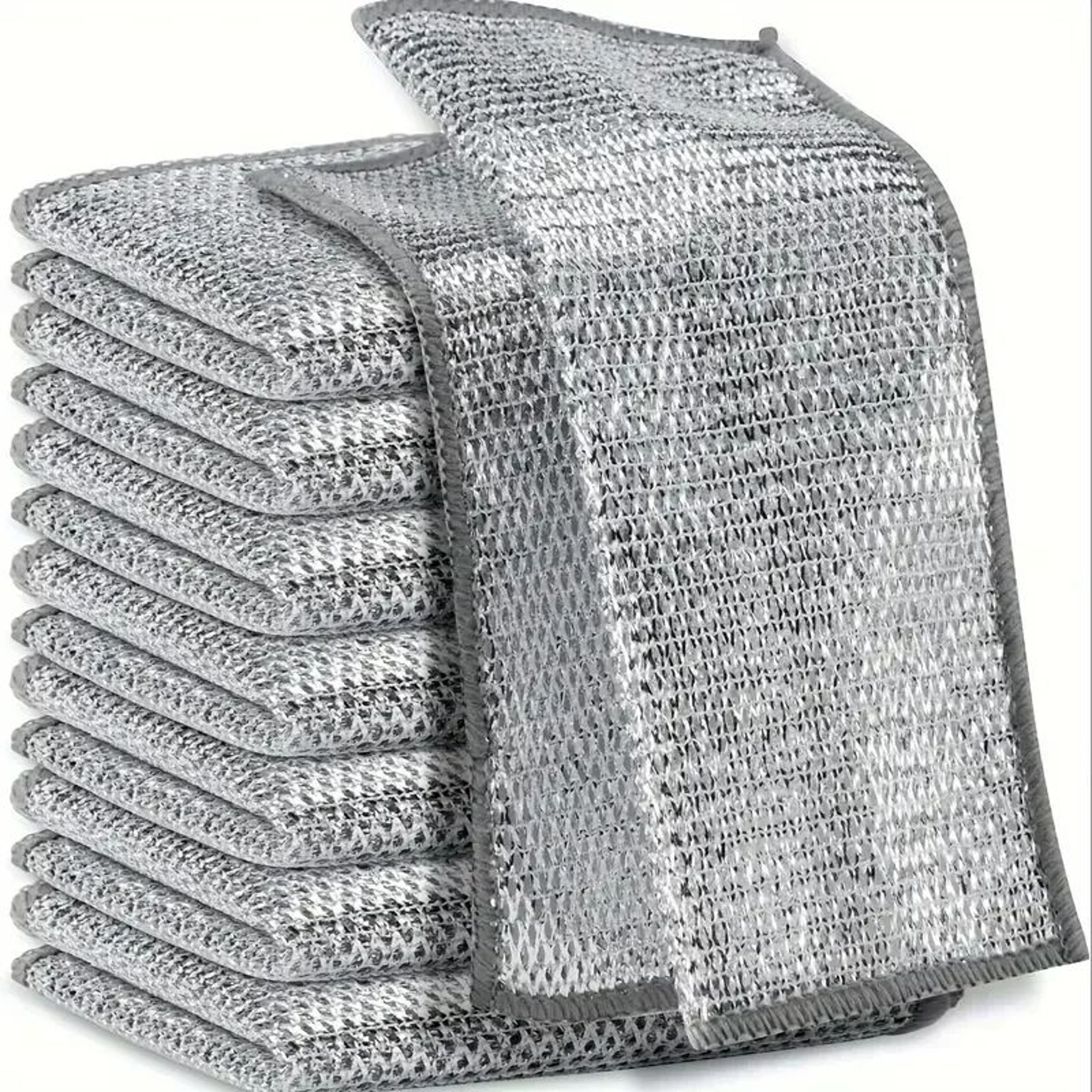 Magic DoubleSided Steel Wire Cleaning Cloth  HeavyDuty Microfiber Kitchen Dishwashing Towel For Pot 5