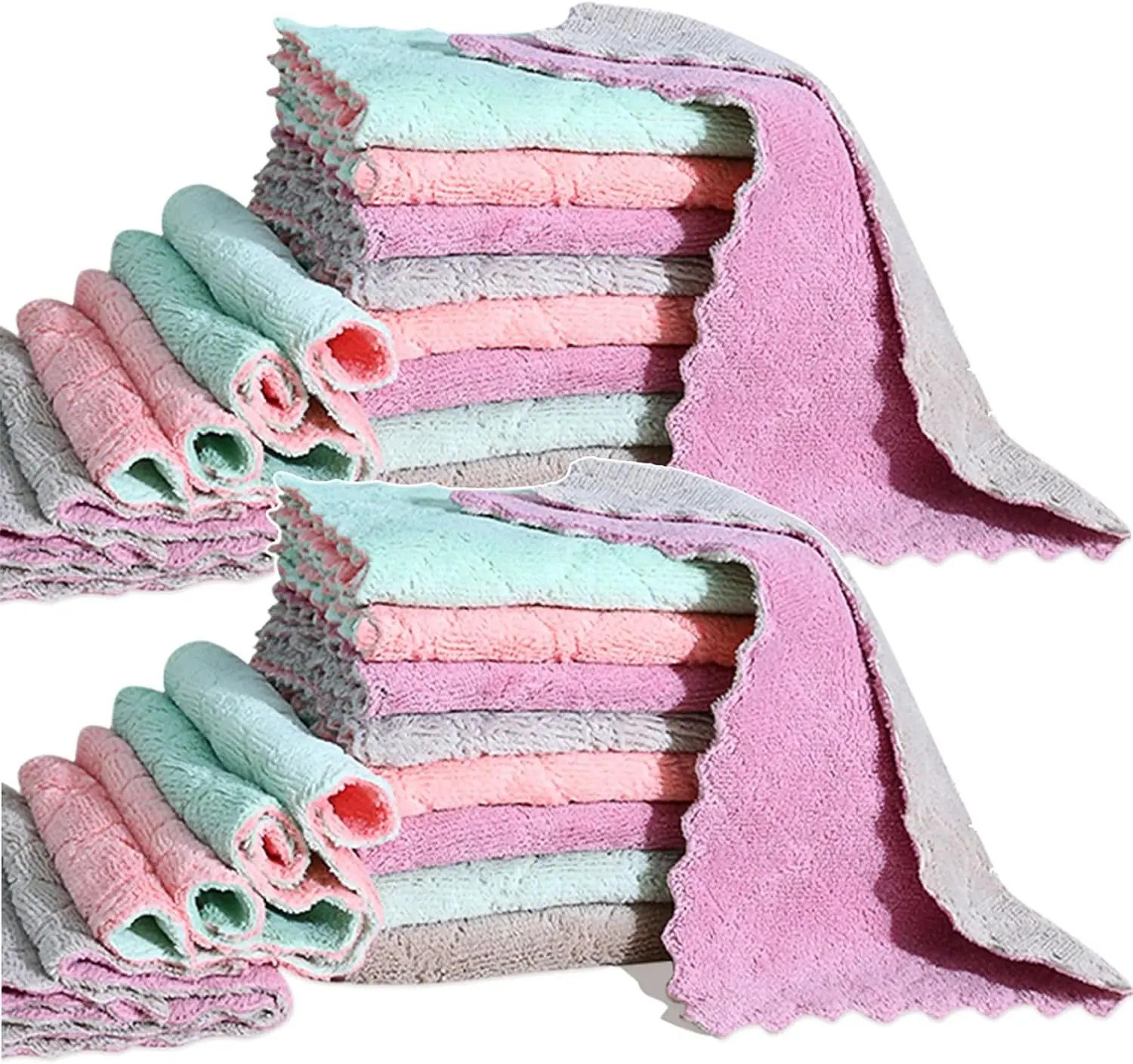 super absorbent microfiber kitchen cleaning cloth – double-layer non-stick oil dish towel for household cleaning
