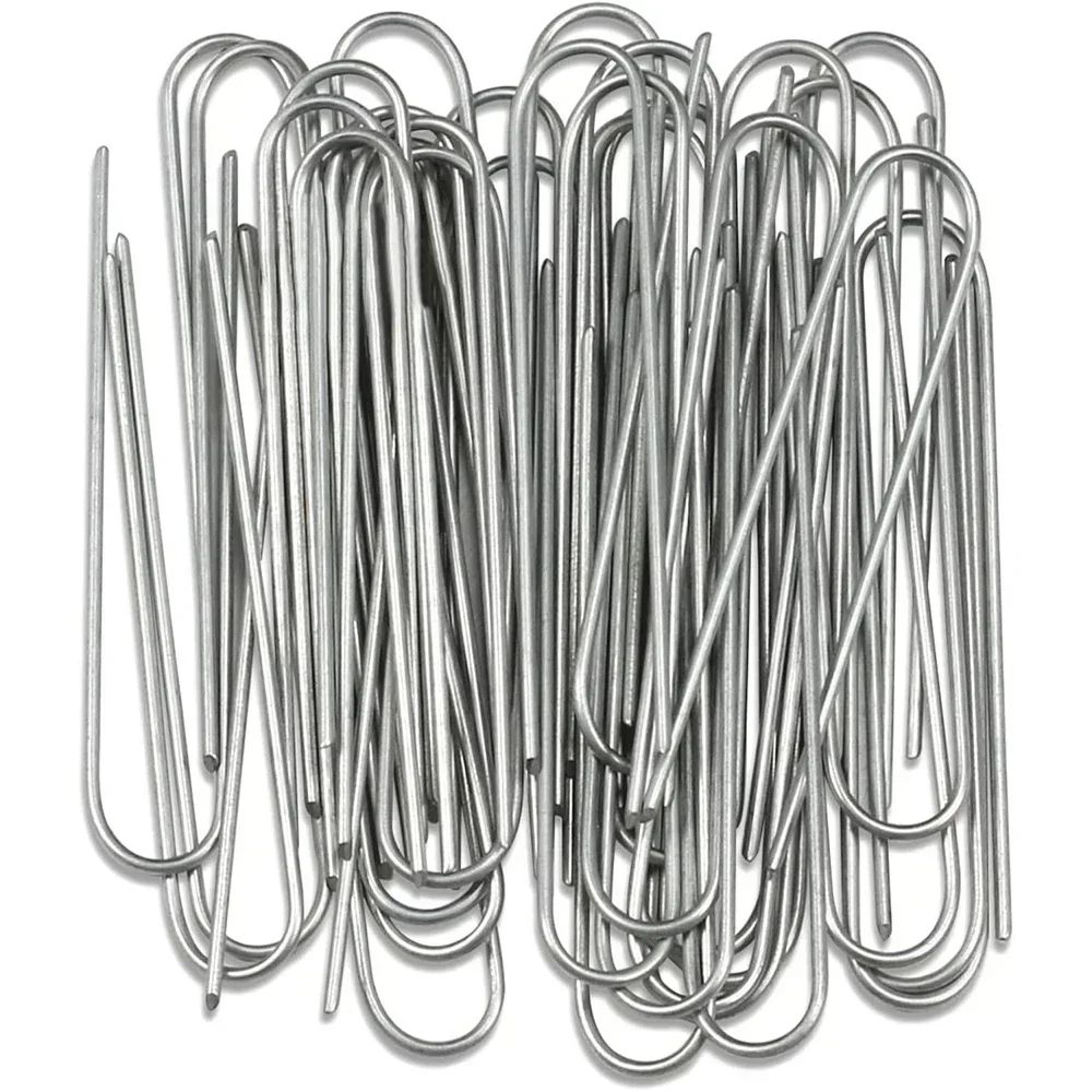 HeavyDuty Galvanized UShaped Garden Staples  Landscape Sod Pins  Ground Stakes For Weed Barrier Tur 2