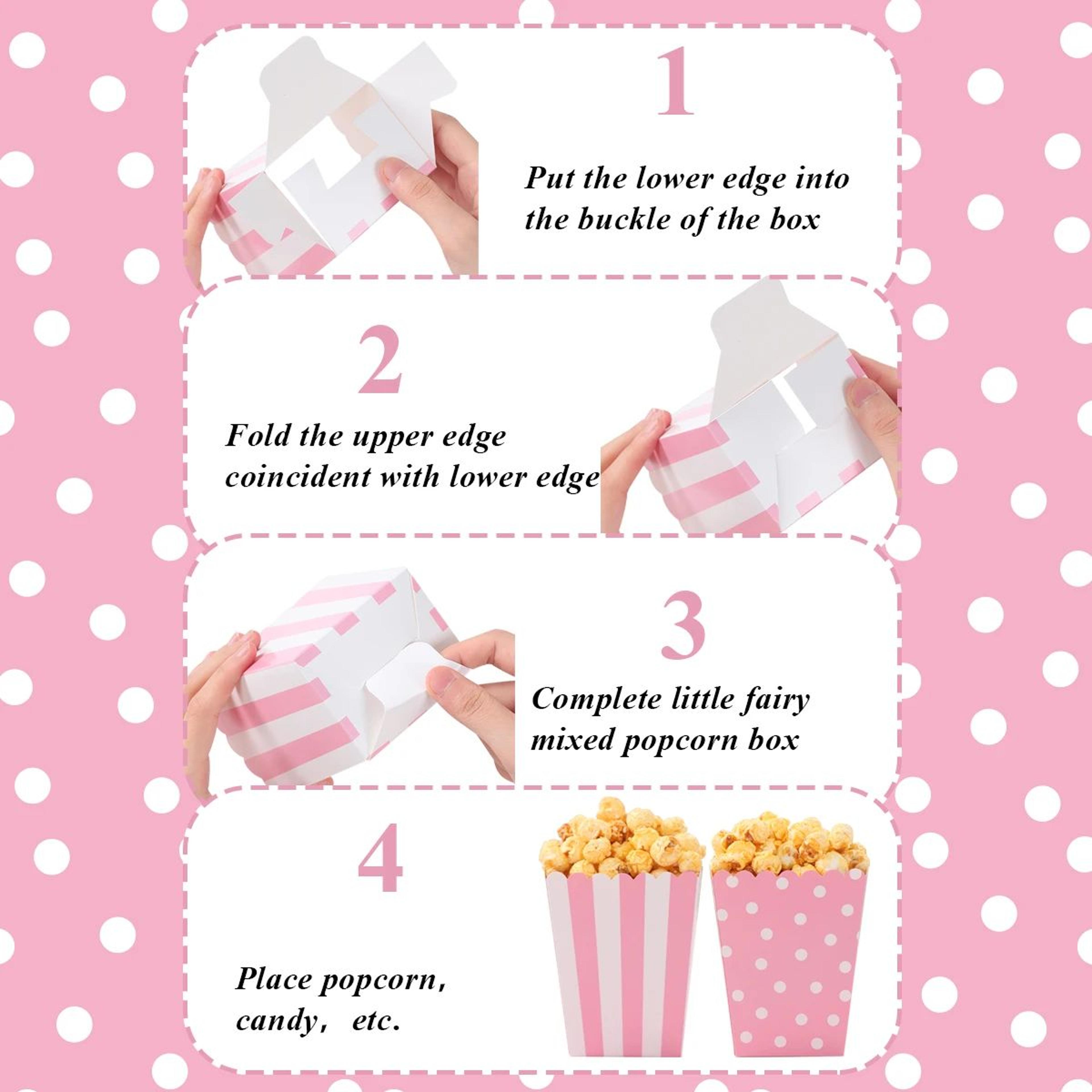 10pcs Pink  White Striped Popcorn Boxes  Kraft Paper Candy Favor Treat Containers For Parties  Movi 3