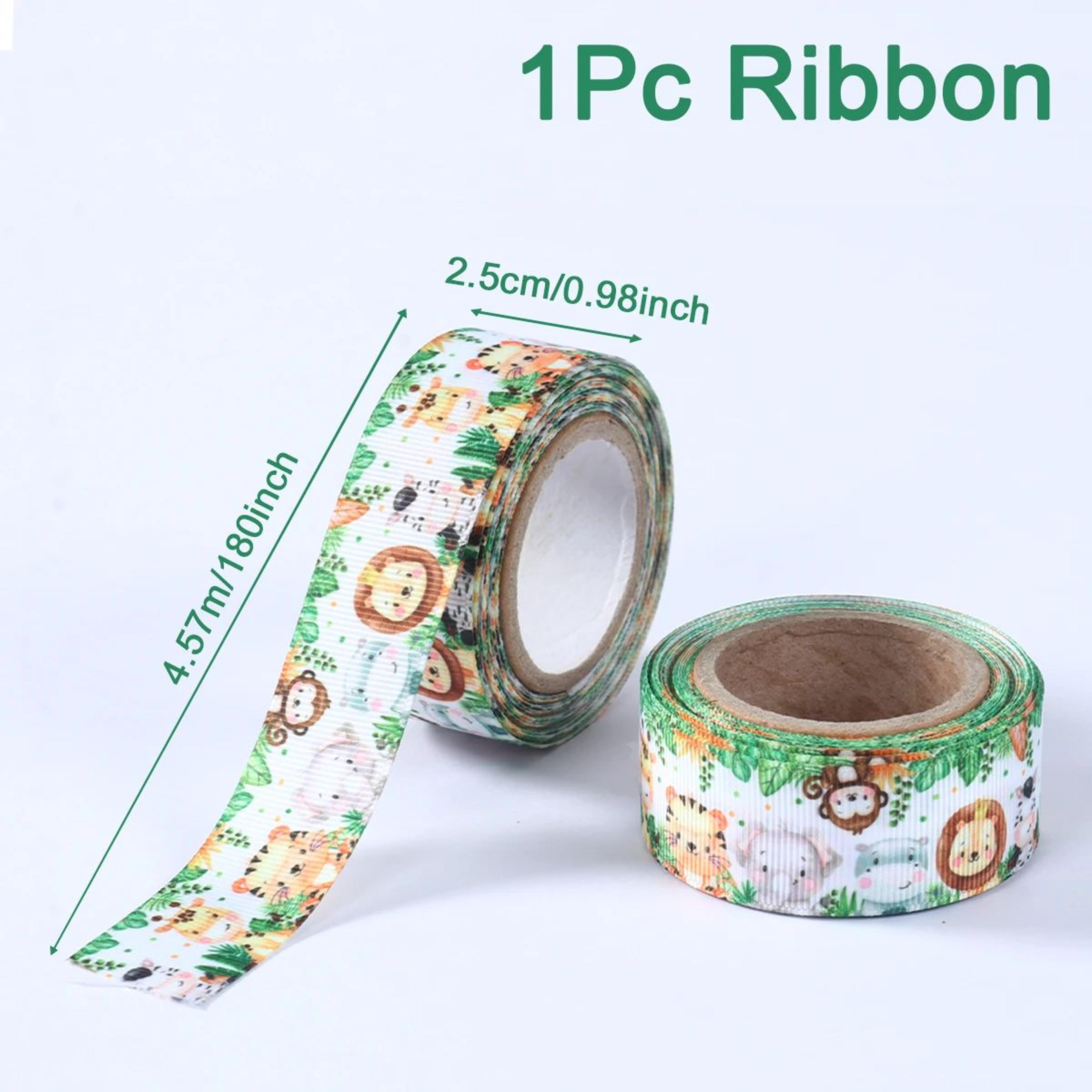 Woodland Animal Theme Wired Ribbon  Cute Forest Safari Print Silk Ribbon For Gift Wrapping Baby Sho 6