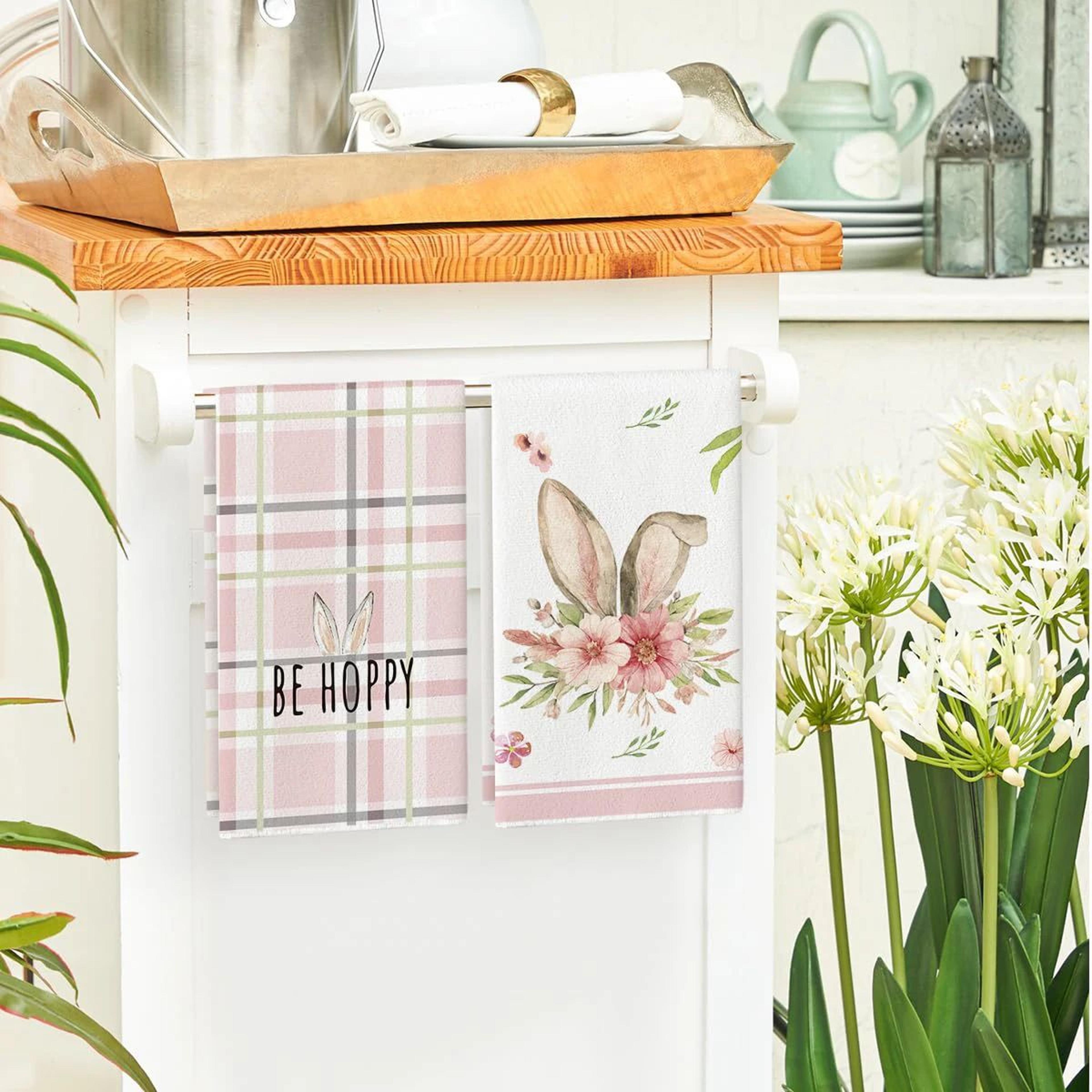 Bunny Print QuickDrying Kitchen Dish Towel  Easter Bunny Pattern 100 Polyester Decorative Dishcloth 4