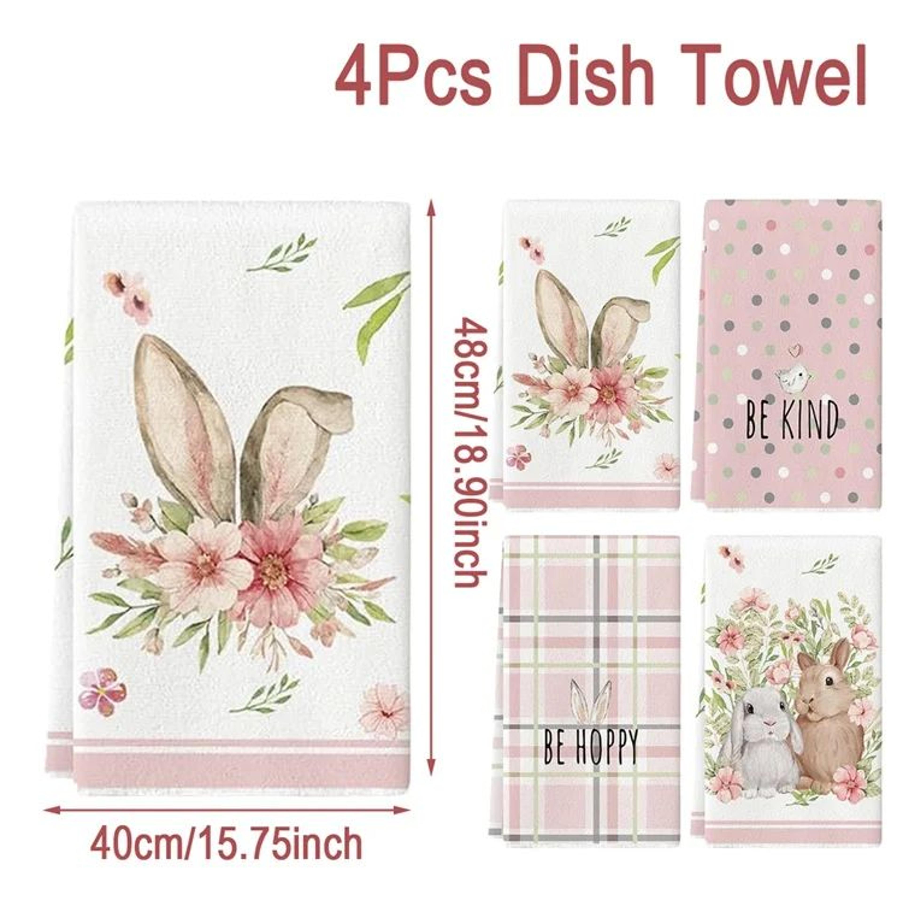 Bunny Print QuickDrying Kitchen Dish Towel  Easter Bunny Pattern 100 Polyester Decorative Dishcloth 9