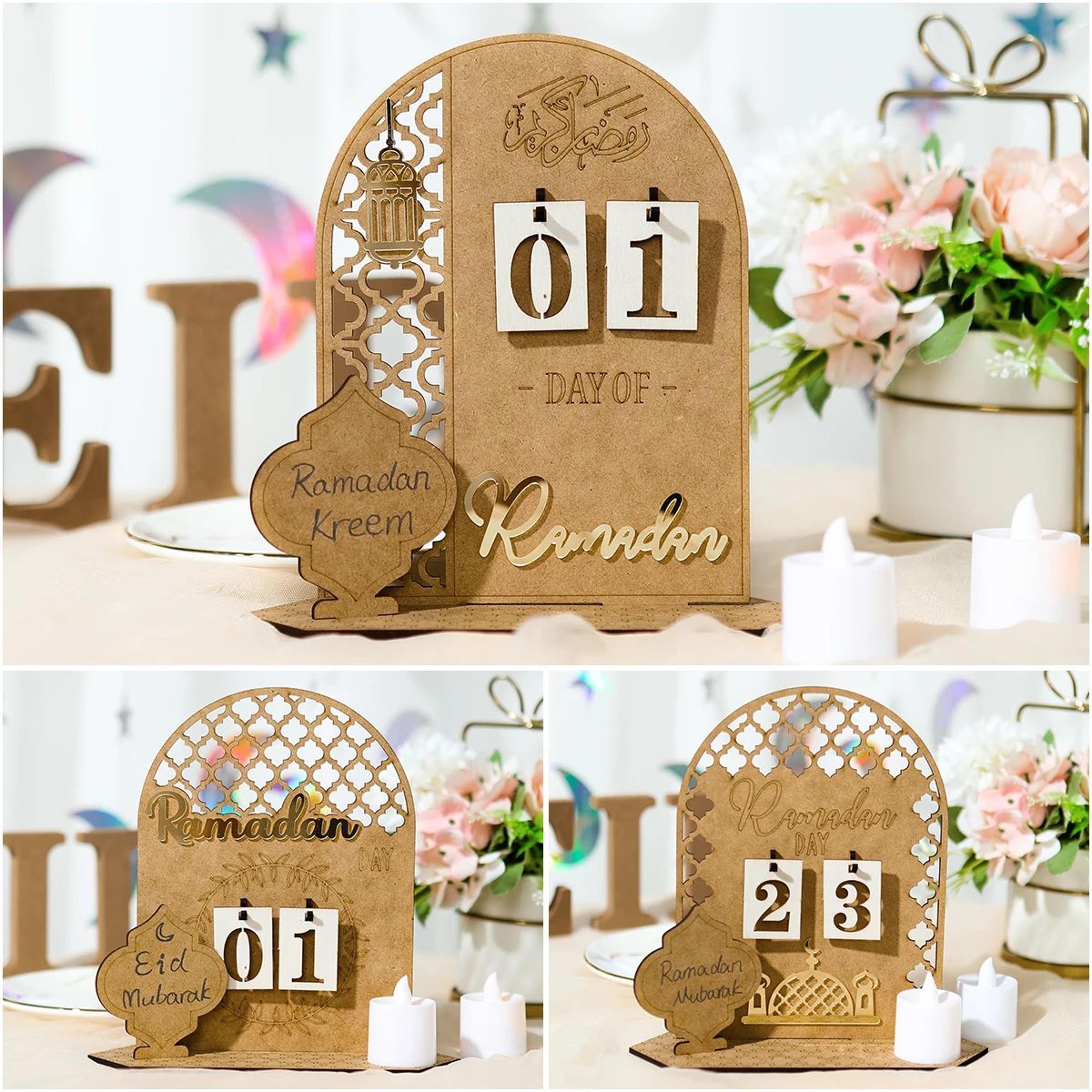 Wooden Ramadan Countdown Calendar  Eid Mubarak Ramadan Kareem Ornament For Islamic Home  Eid Al Adh 3