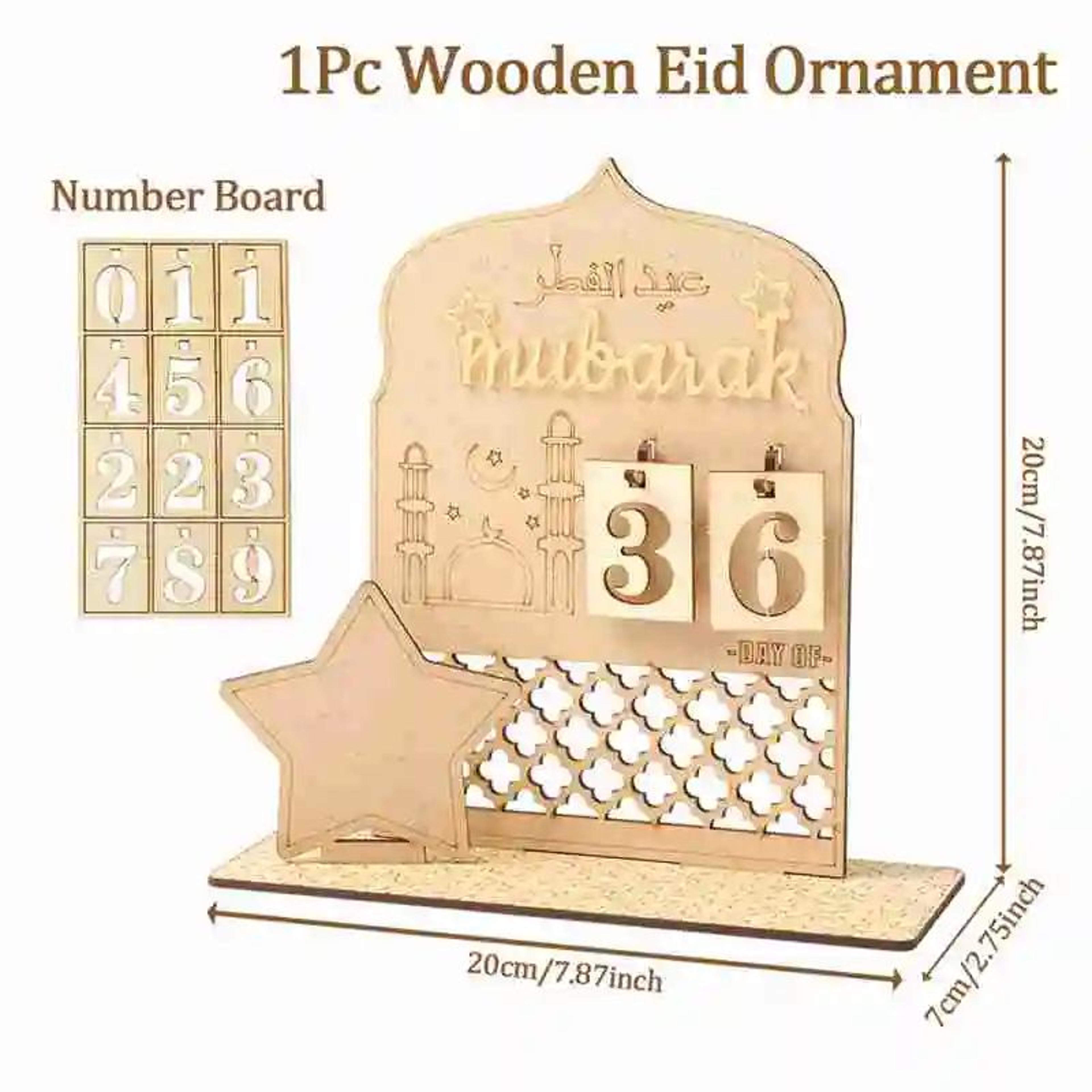 Wooden Ramadan Countdown Calendar  Eid Mubarak Ramadan Kareem Ornament For Islamic Home  Eid Al Adh 7