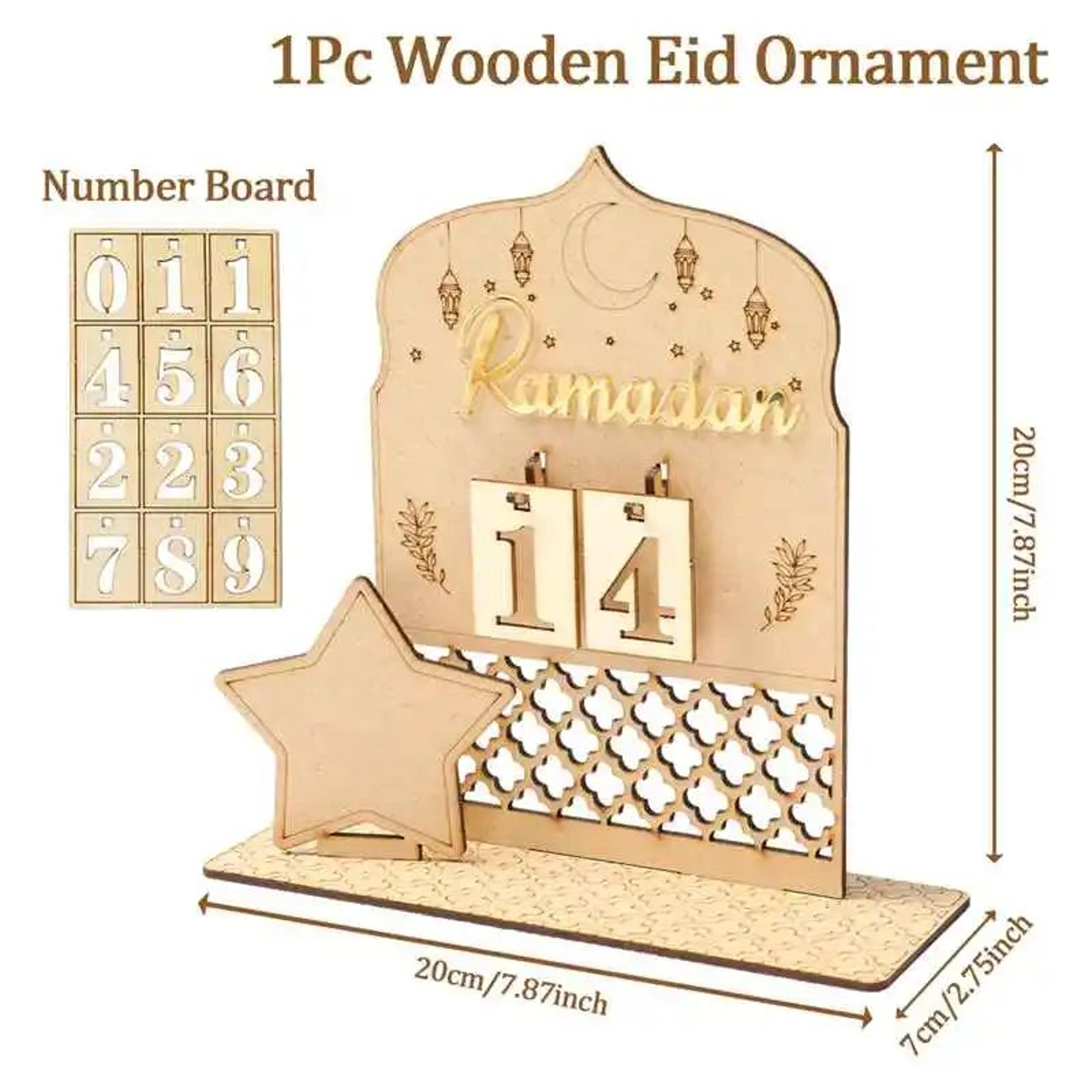 Wooden Ramadan Countdown Calendar  Eid Mubarak Ramadan Kareem Ornament For Islamic Home  Eid Al Adh 10
