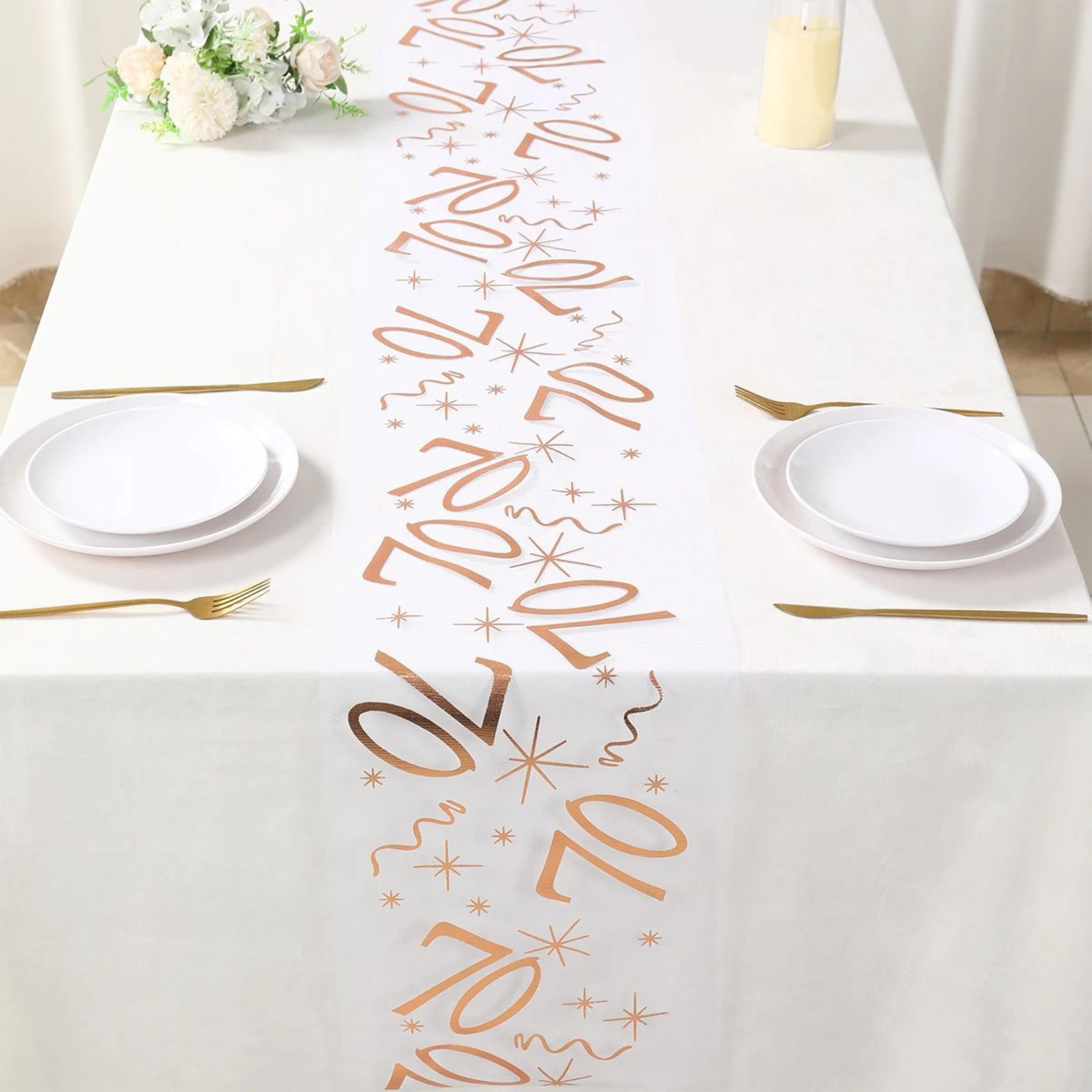 Rose Gold Birthday Table Runner  Elegant Party Table Decoration For 18th 30th 50th 60th  70th Birth 4