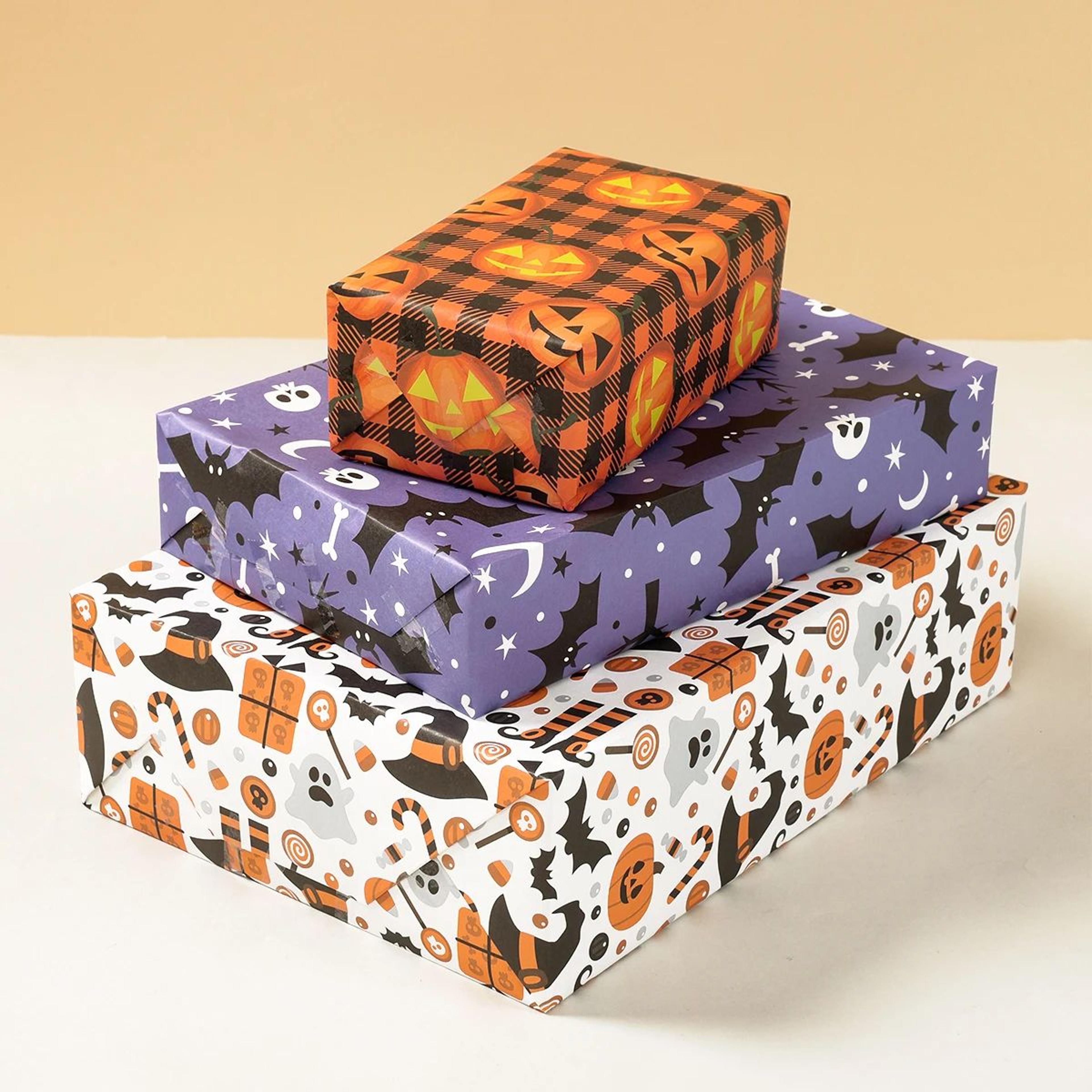 Halloween Wrapping Paper  Ghost Pumpkin  Bat Pattern Decorative Gift Wrap Tissue Paper For Crafts   5