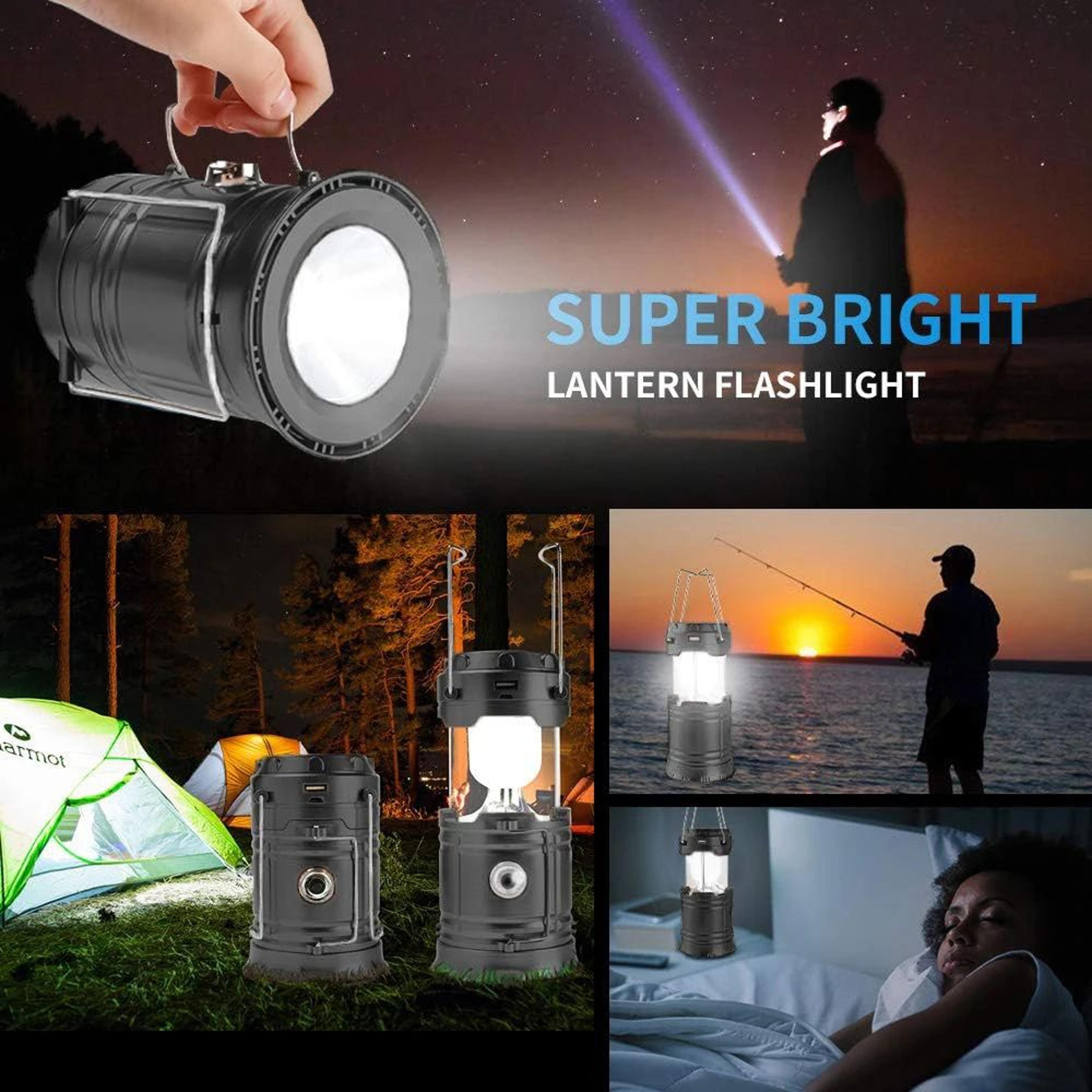 Solar USB Rechargeable LED Camping Lantern  Flashlight  Collapsible Emergency Hanging Light For Out 2