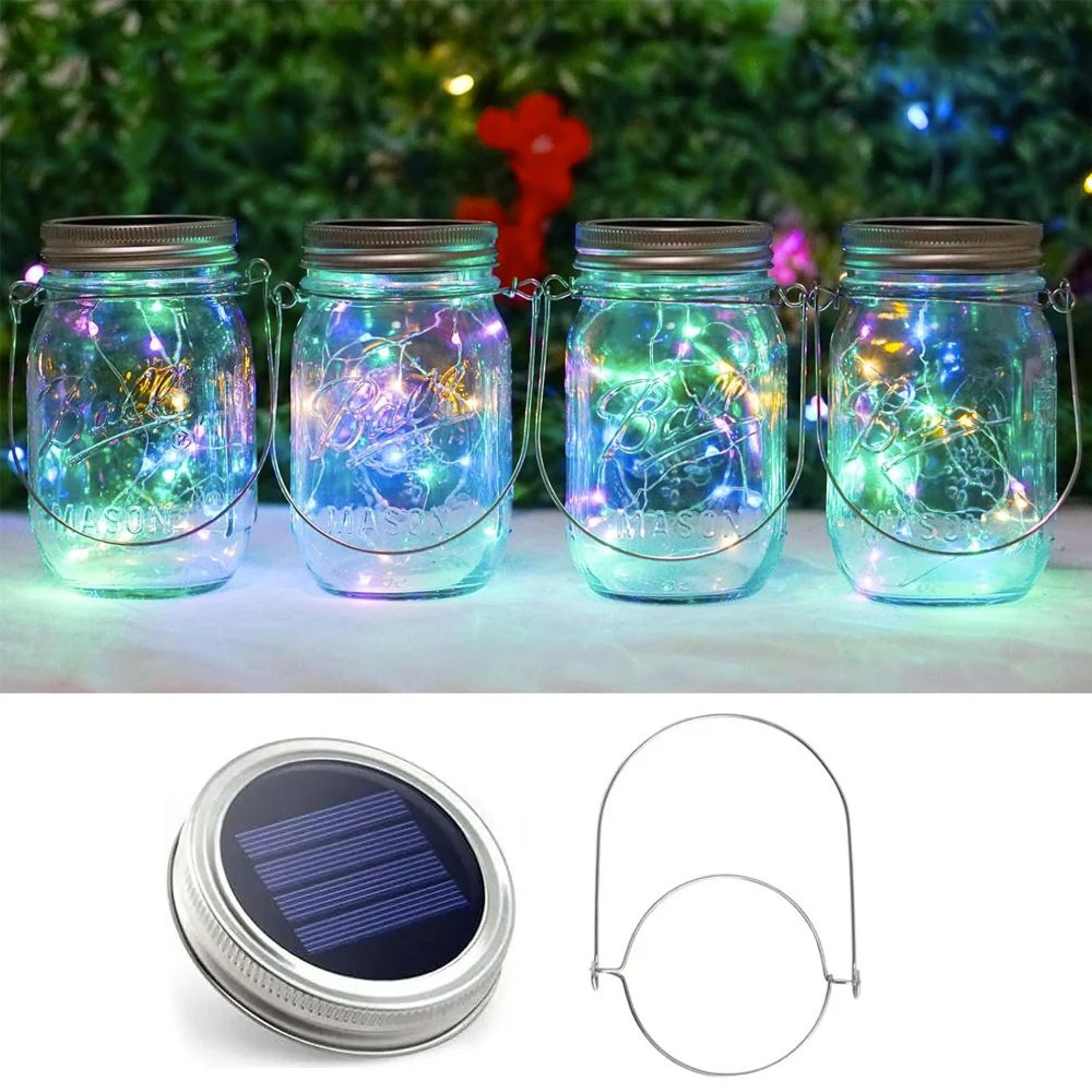 Solar Mason Jar Lid Fairy String Lights  20 LED Waterproof Hanging Lantern Lights For Garden Patio  6