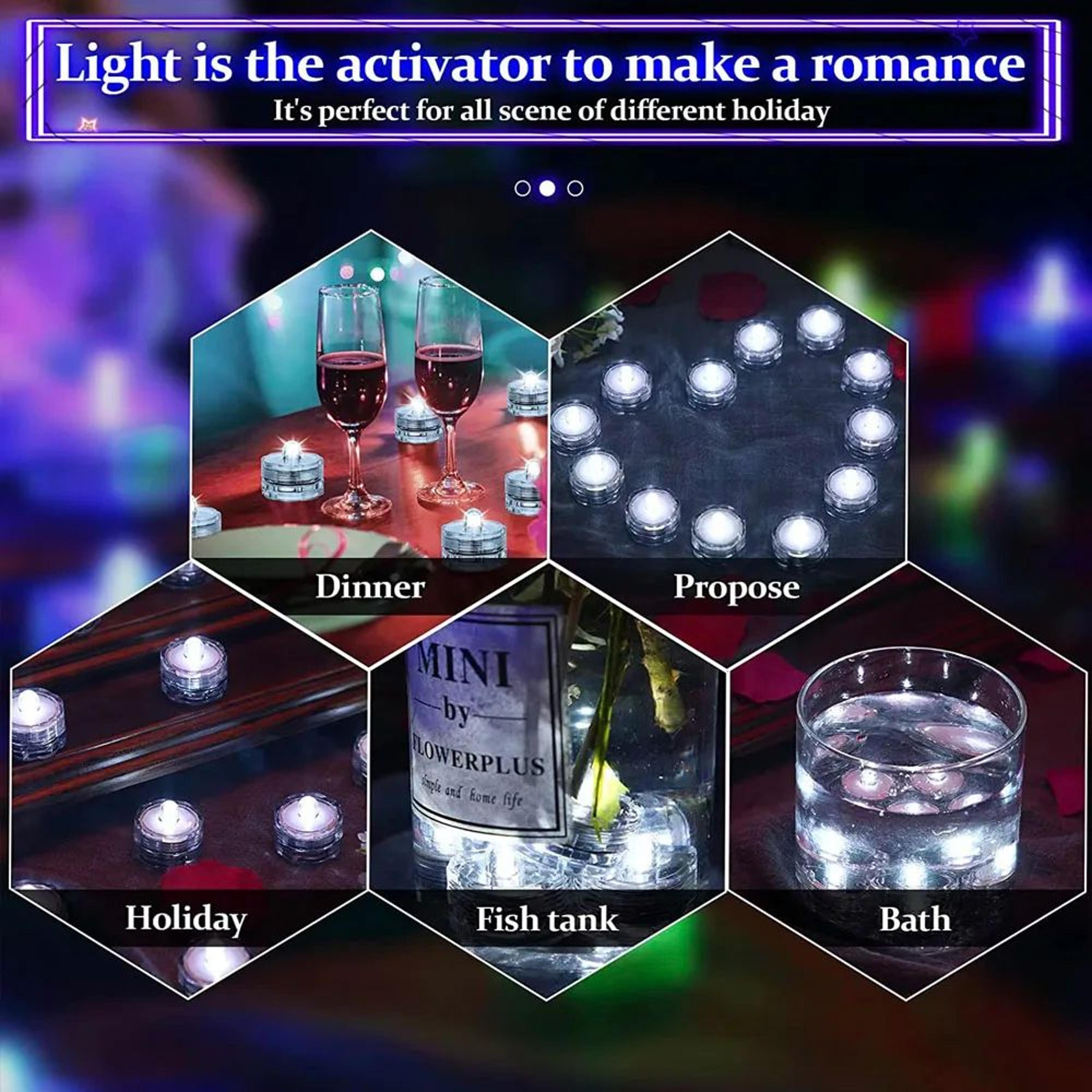 IP68 Waterproof Submersible LED Tea Lights  Battery Operated Flameless Underwater LED Candles For V 4