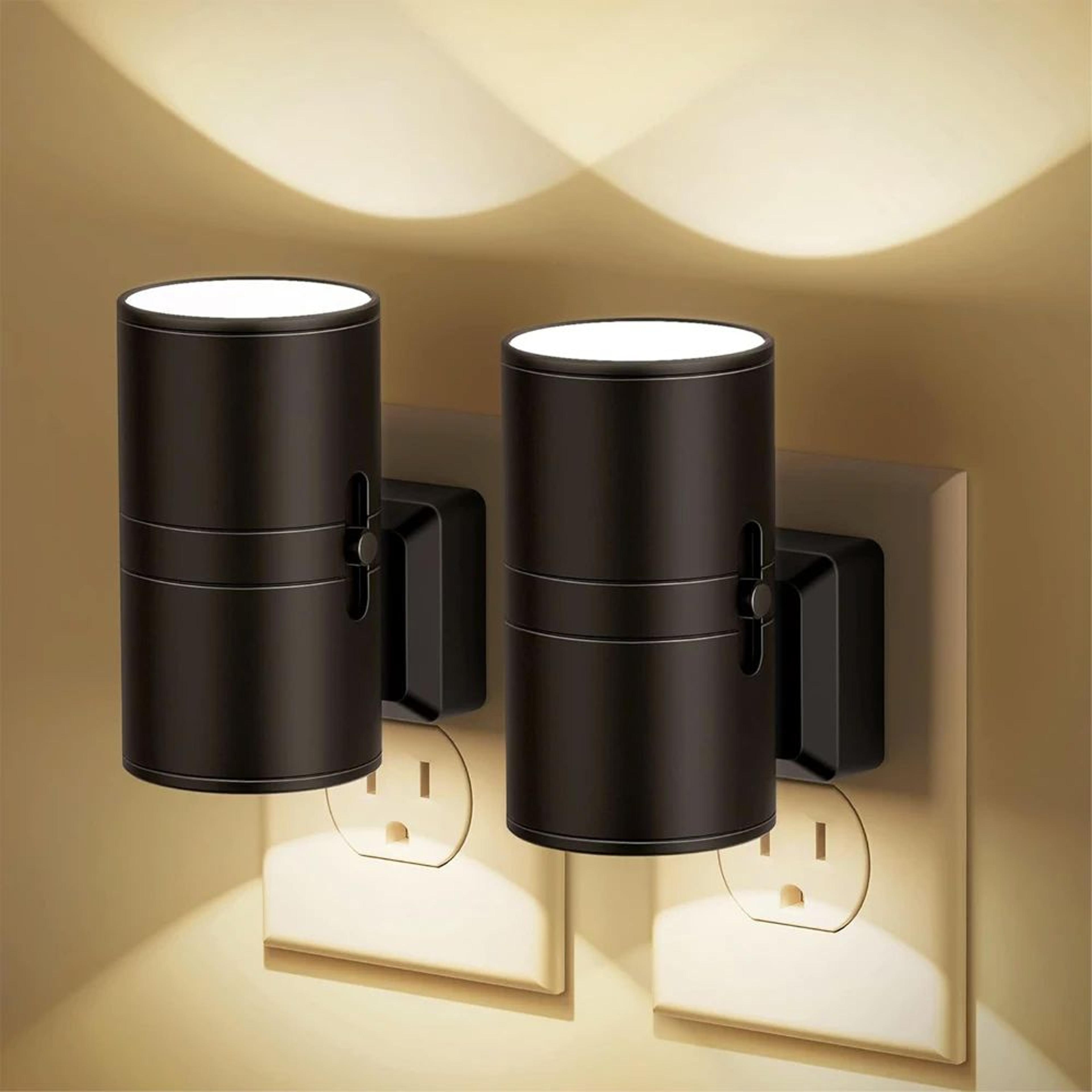 Dimmable LED PlugIn Cylindrical Night Light With Light Sensor  Warm White Auto OnOff Wall Night Lig 0