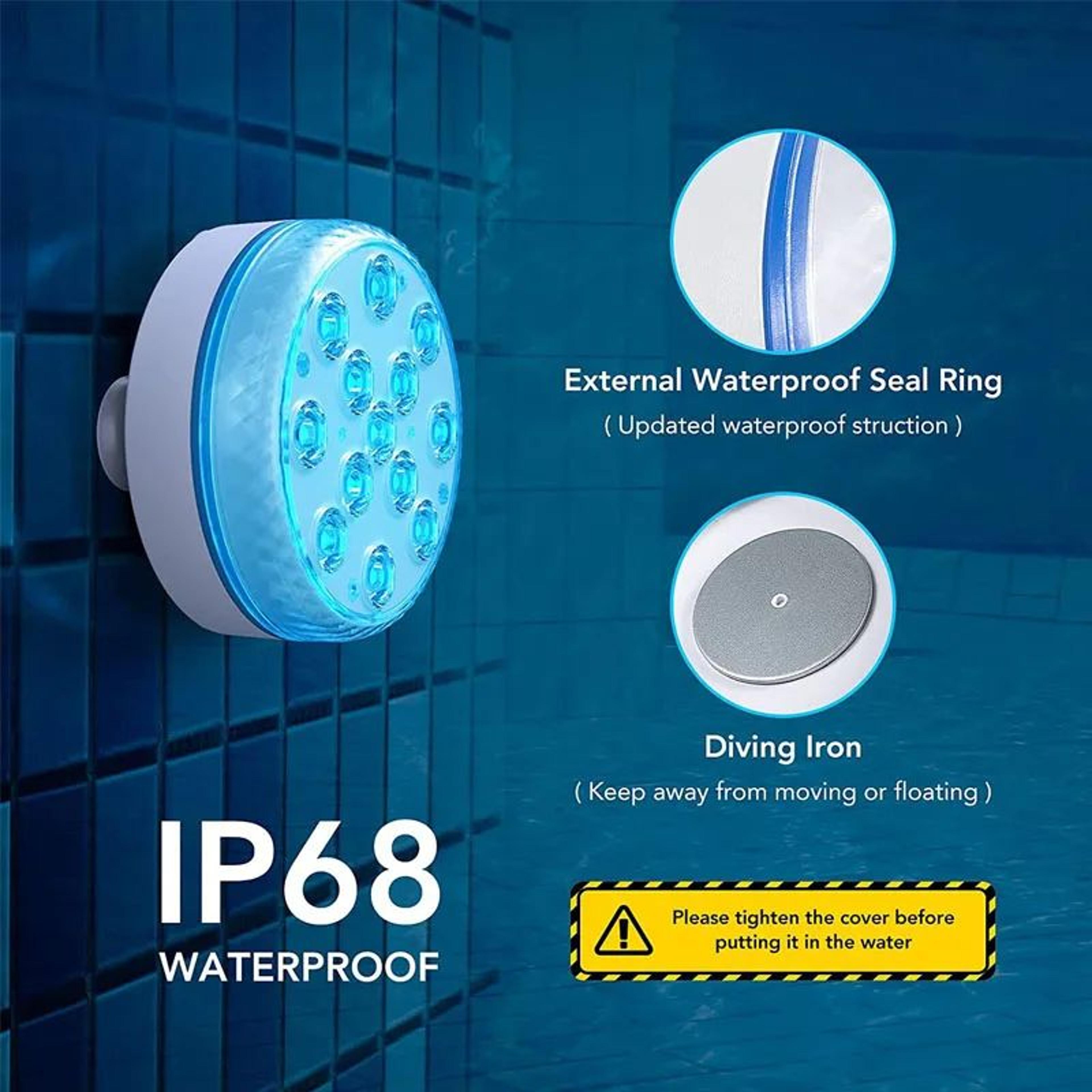 IP68 Waterproof 13 LED Pool Light  RGB Submersible Underwater Light With RF Remote For Pool Pond  A