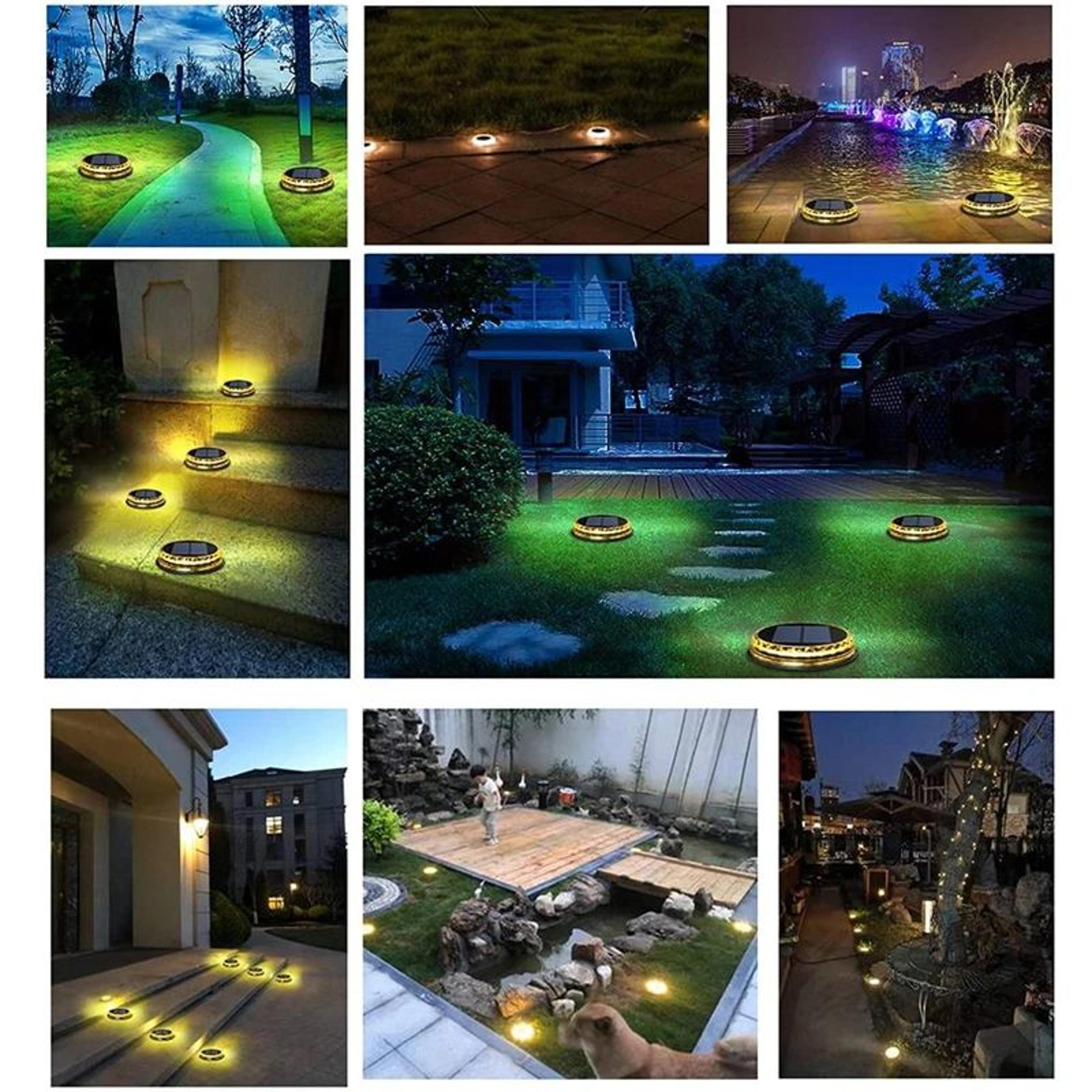 Solar LED Ground Disk Lights  45 In IP65 Waterproof Outdoor Landscape Pathway Garden Lawn Lights 17 5