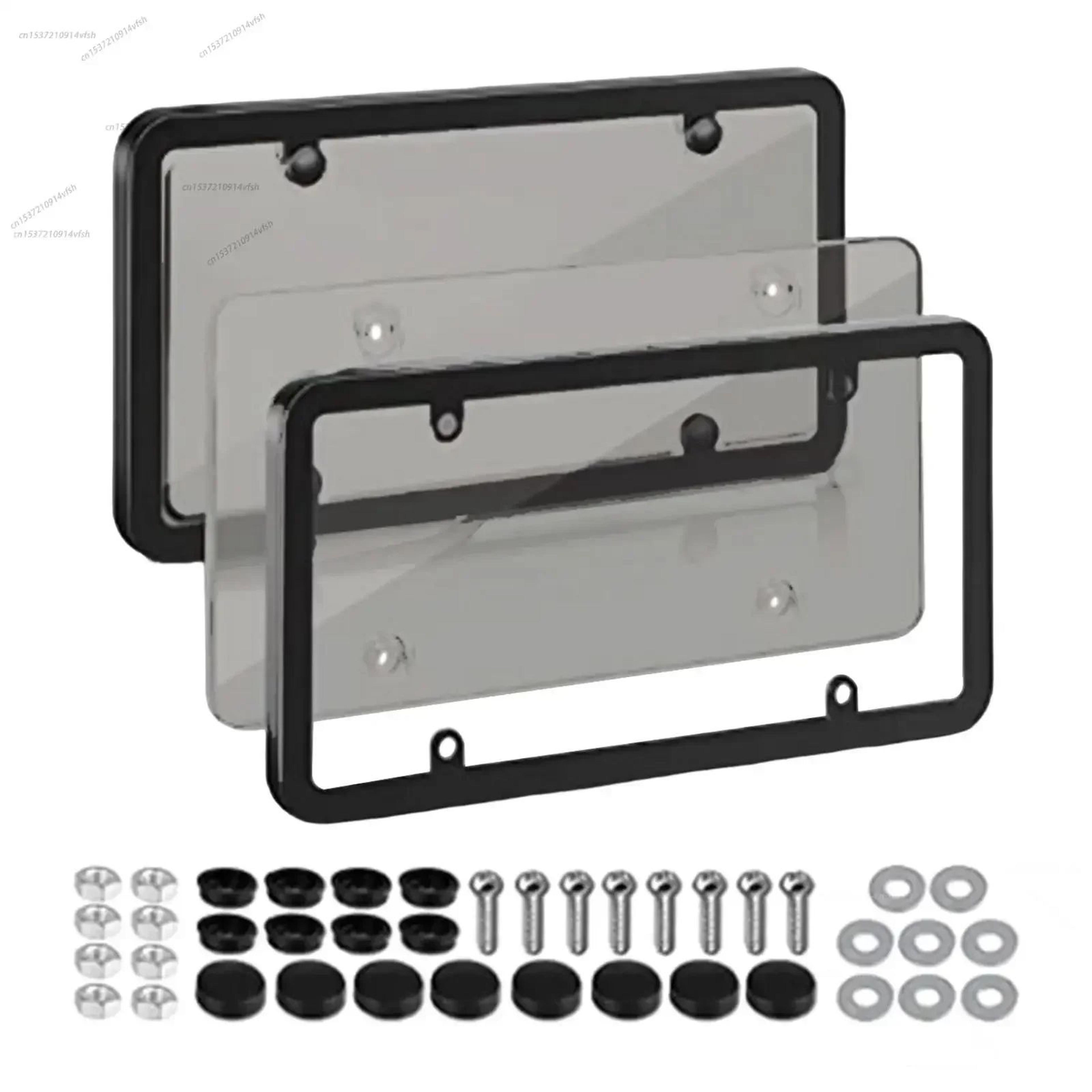 Universal US License Plate Frame Set  Durable Plastic Plate Holder With Covers  Mounting Hardware 4
