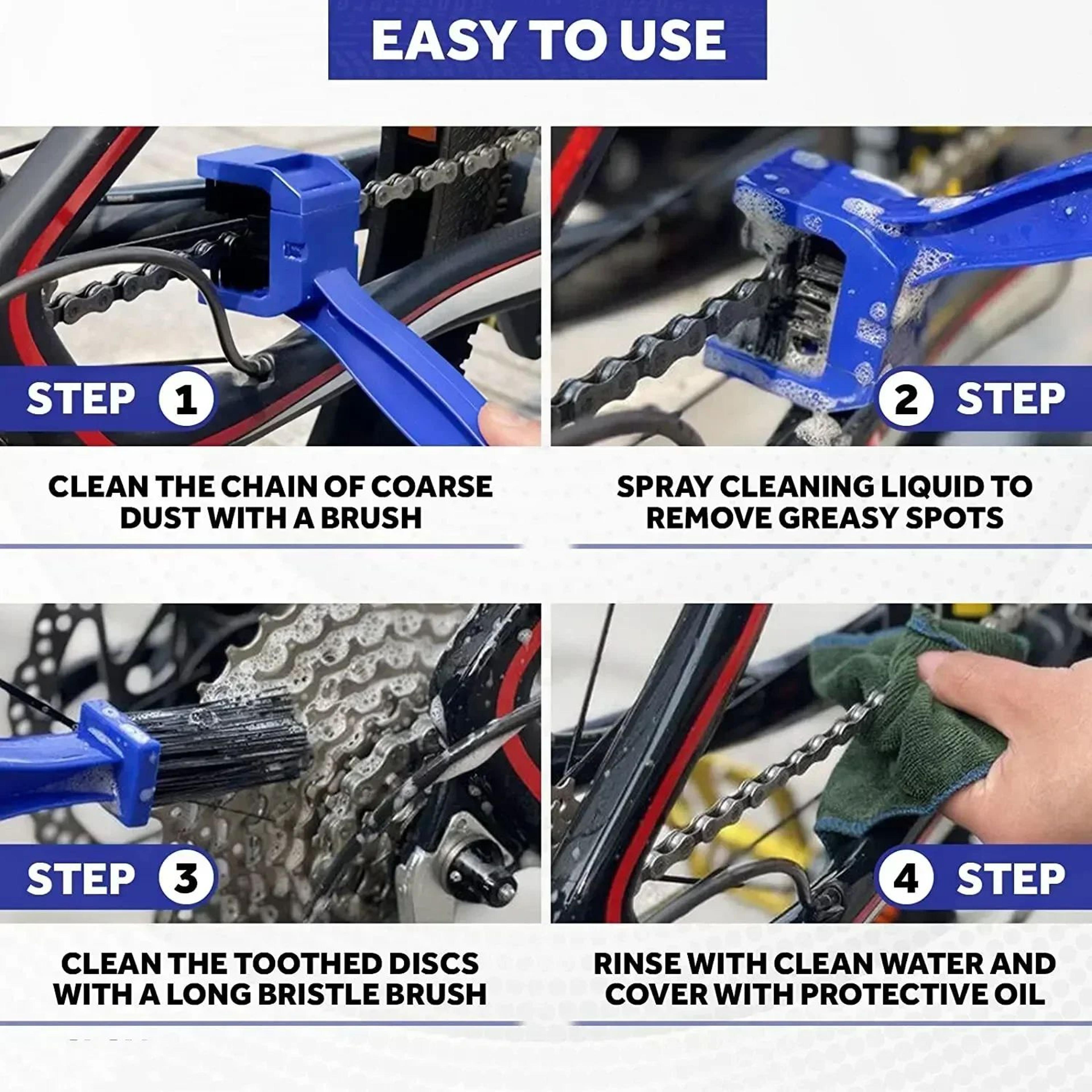 Motorcycle  Bicycle Chain Cleaning Brush  3Sided Nylon Chain Flywheel Gear  Sprocket Cleaning Tool 5